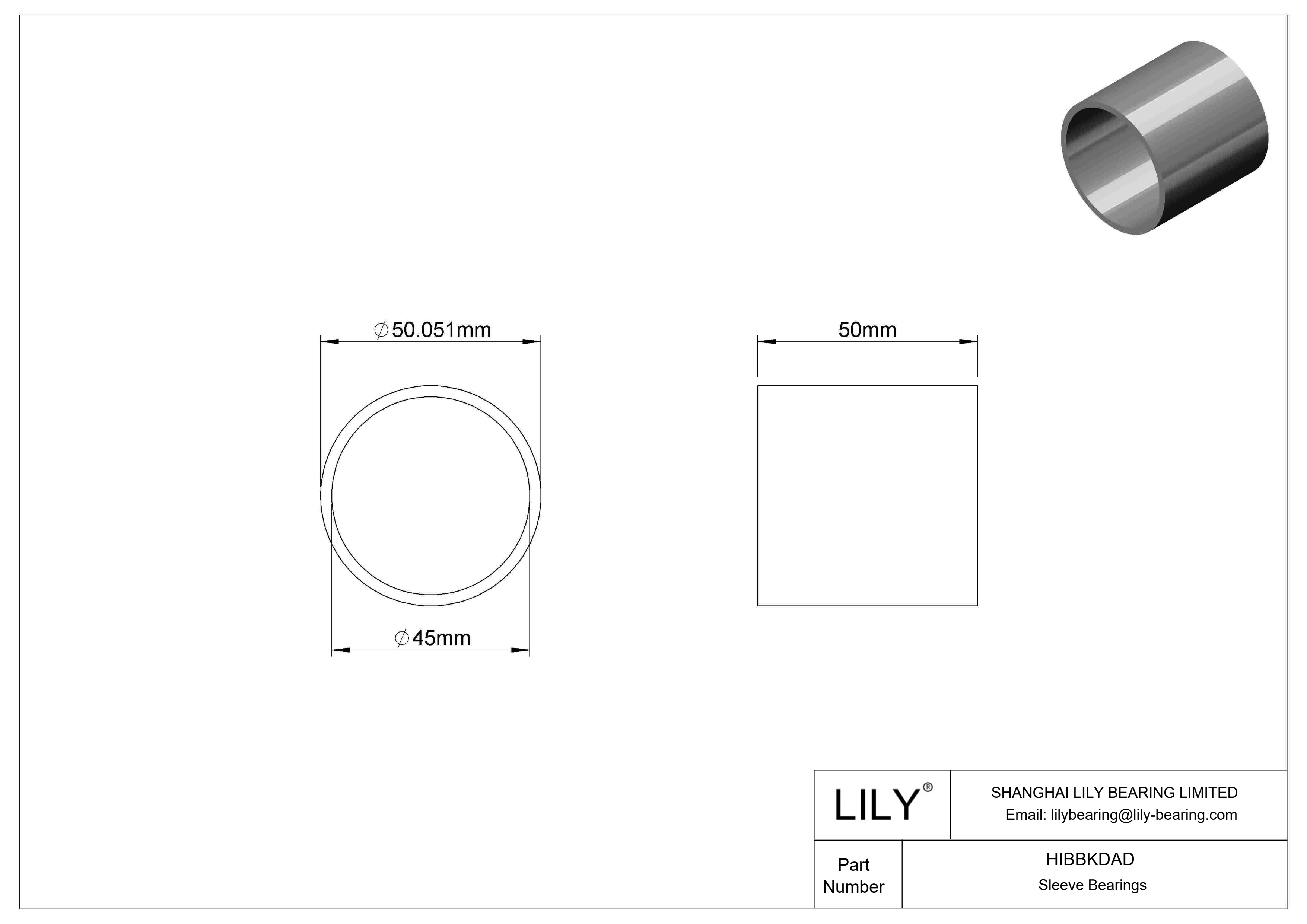 HIBBKDAD Multipurpose Sleeve Bearings cad drawing