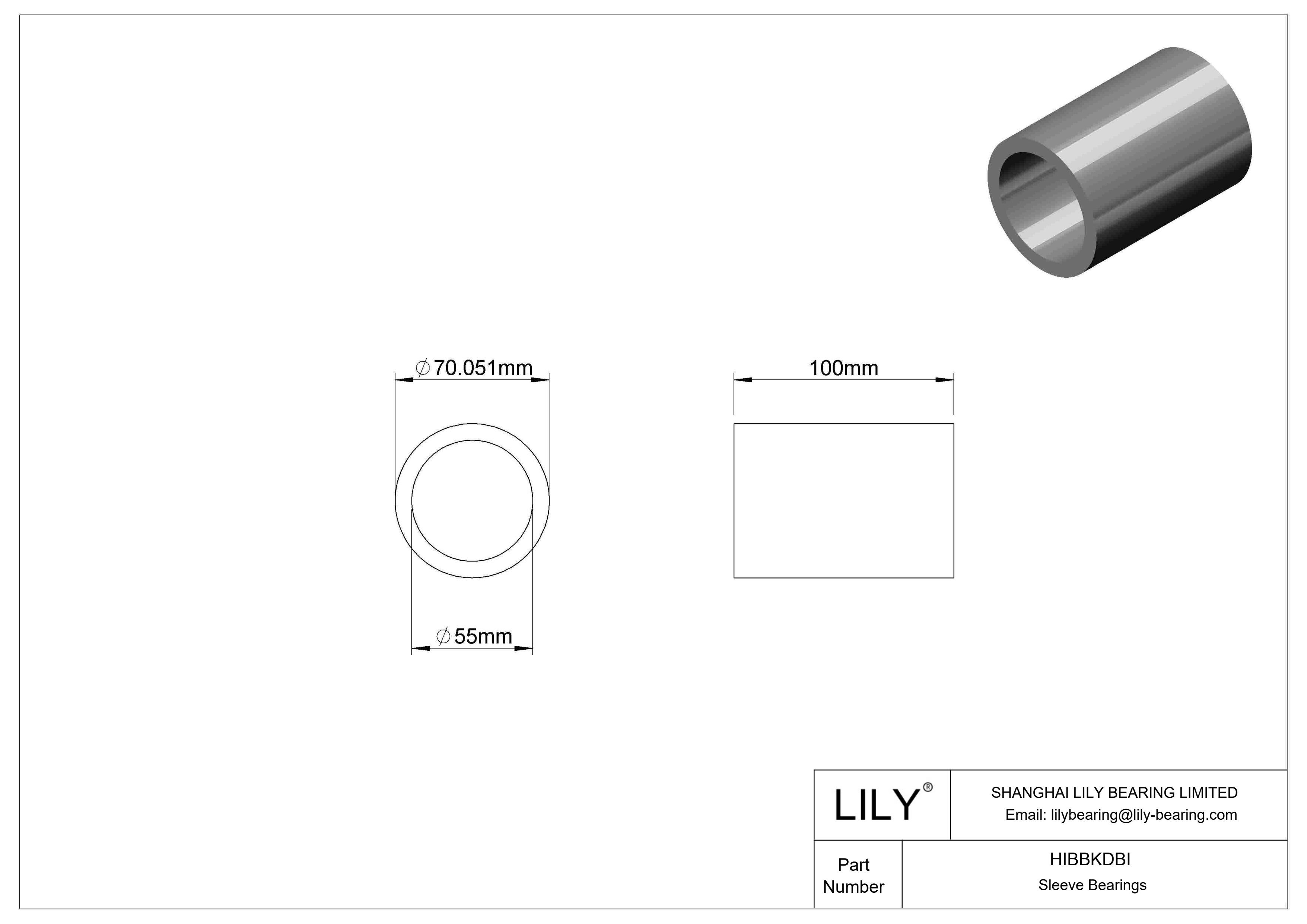 HIBBKDBI Multipurpose Sleeve Bearings cad drawing