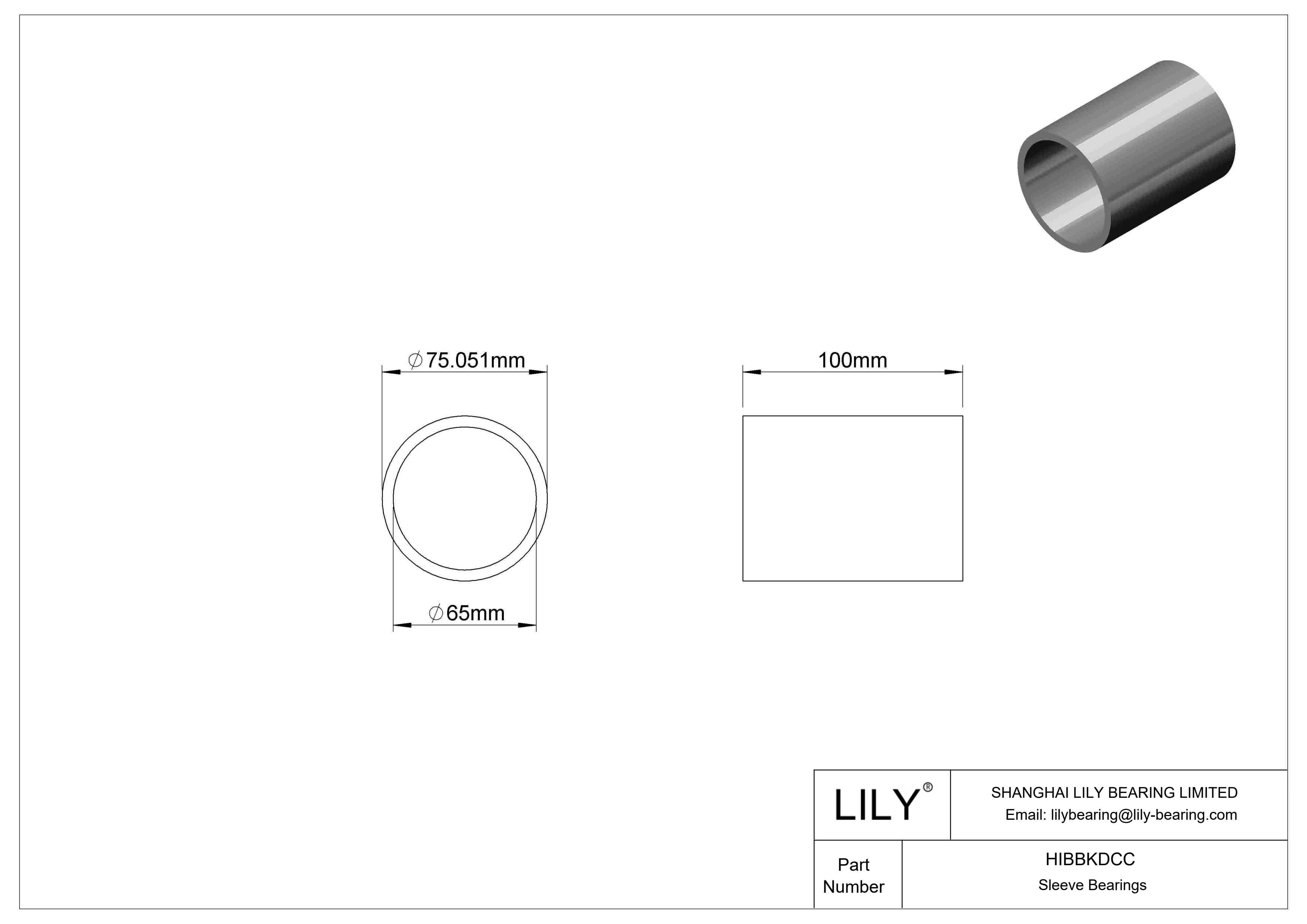 HIBBKDCC Multipurpose Sleeve Bearings cad drawing