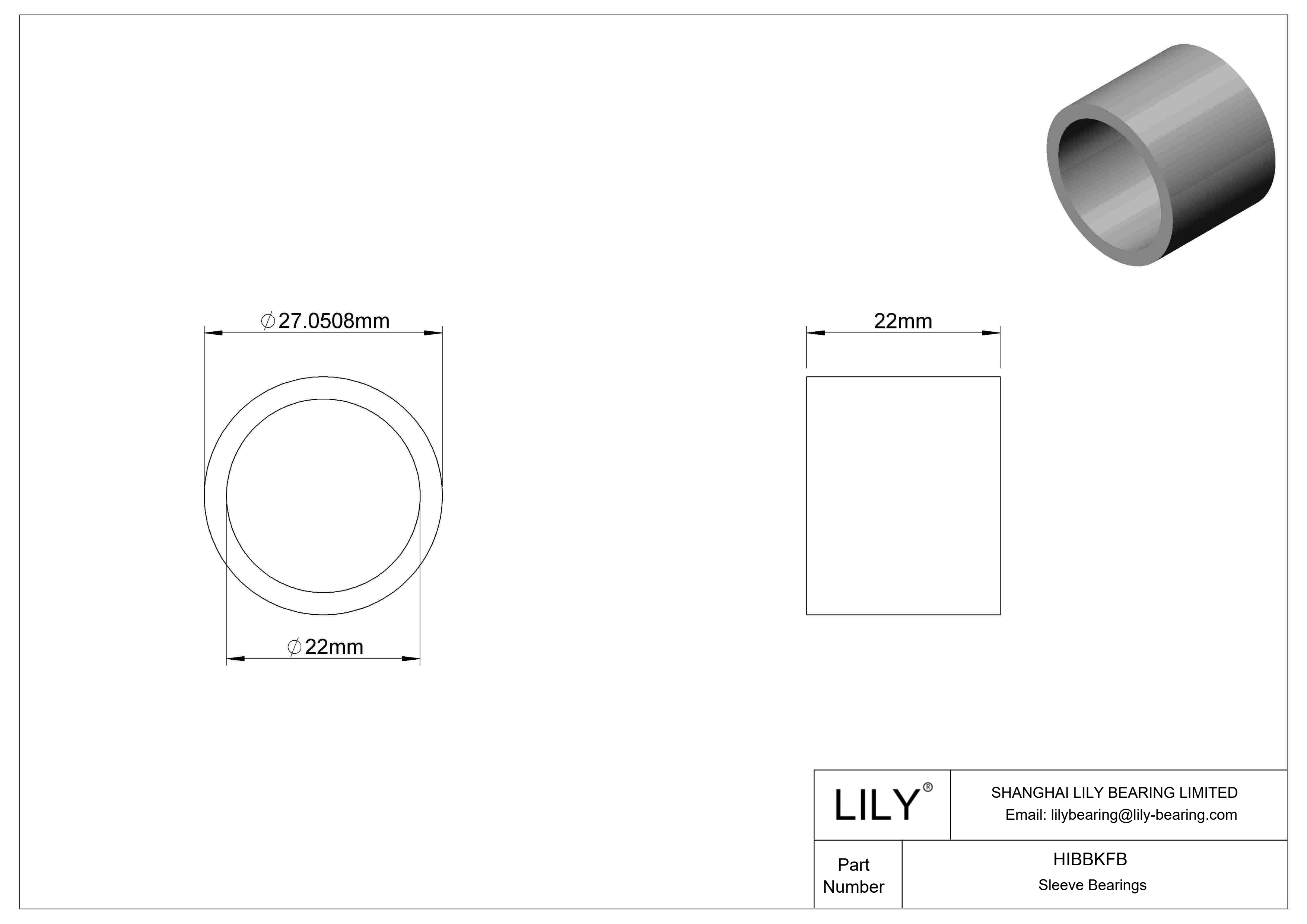 HIBBKFB Rodamientos de manguito polivalentes cad drawing