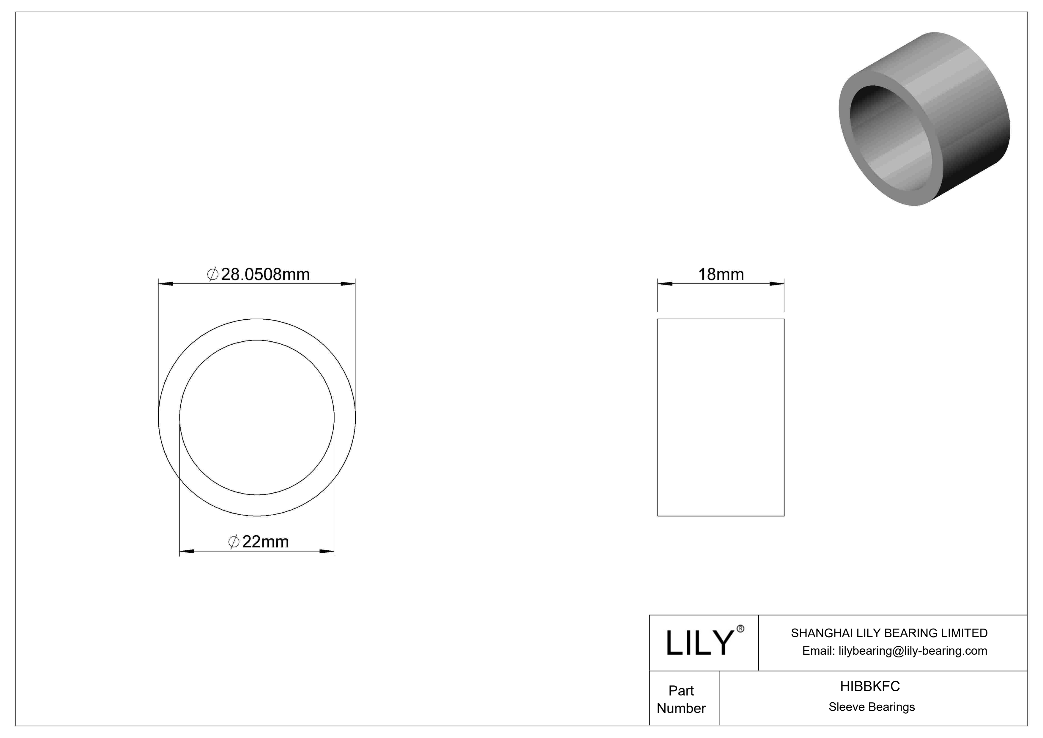 HIBBKFC 多用途套筒轴承 cad drawing