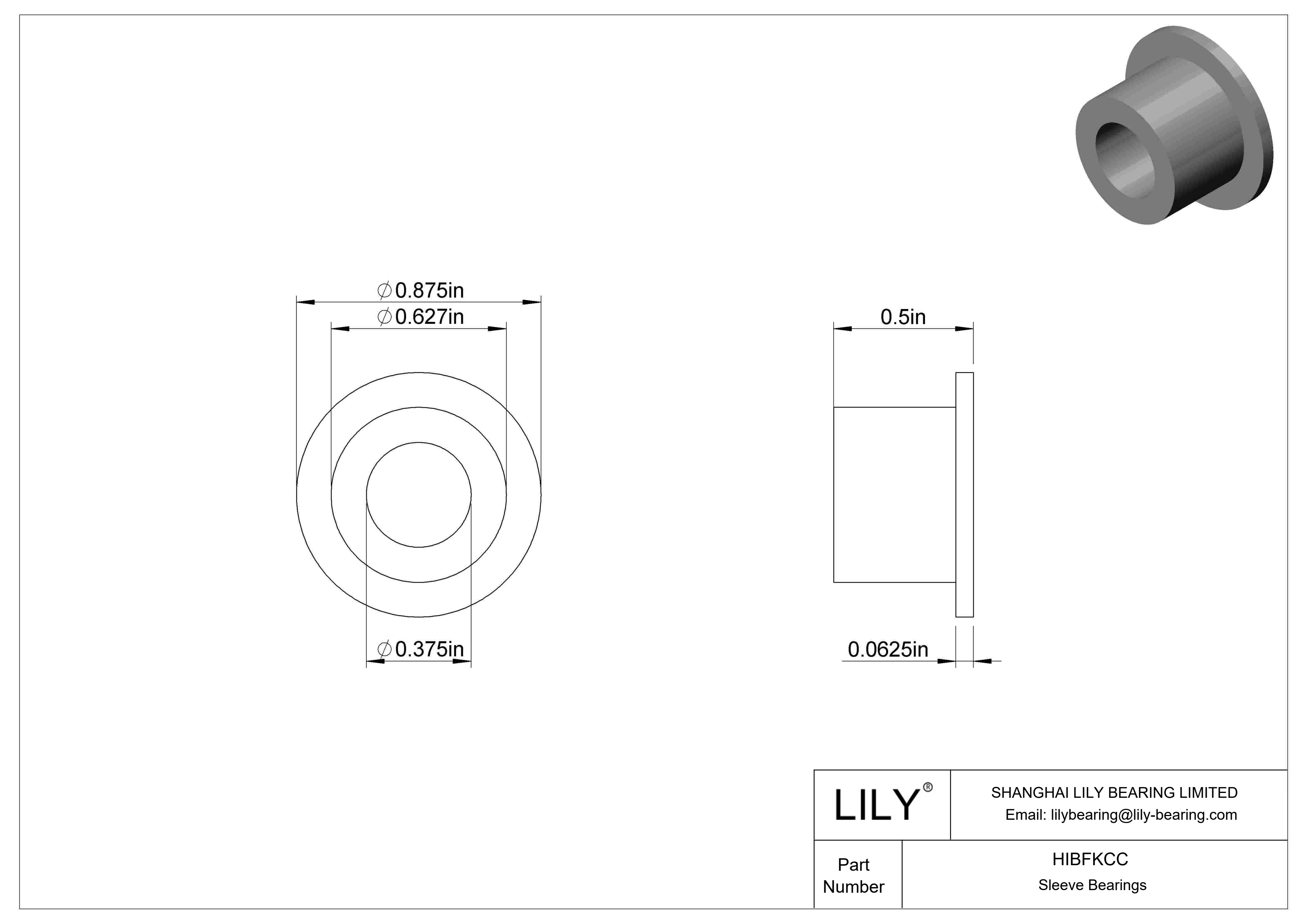 HIBFKCC Rodamientos de manguito con pestaña multiuso cad drawing