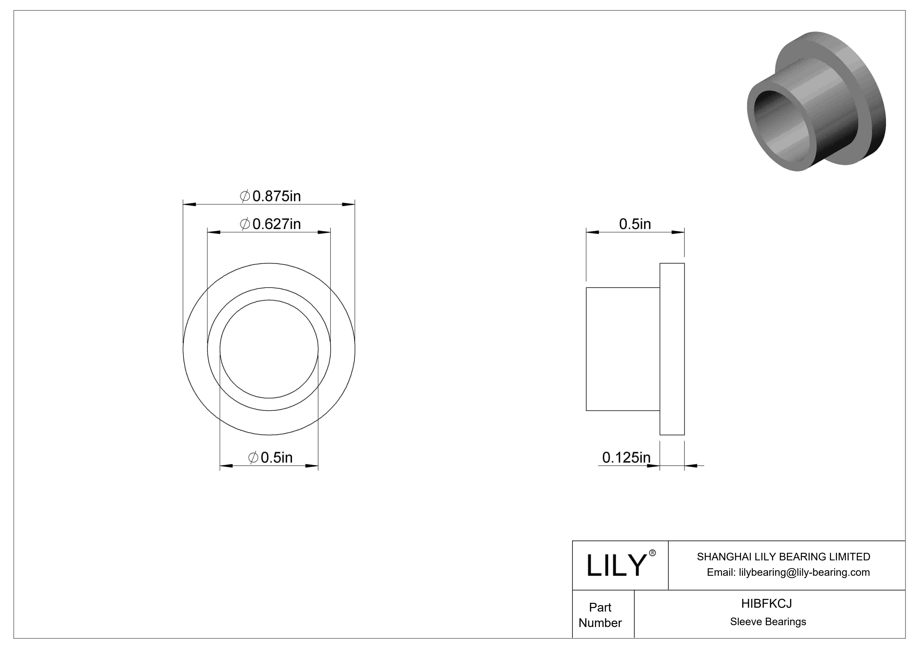 HIBFKCJ Multipurpose Flanged Sleeve Bearings cad drawing