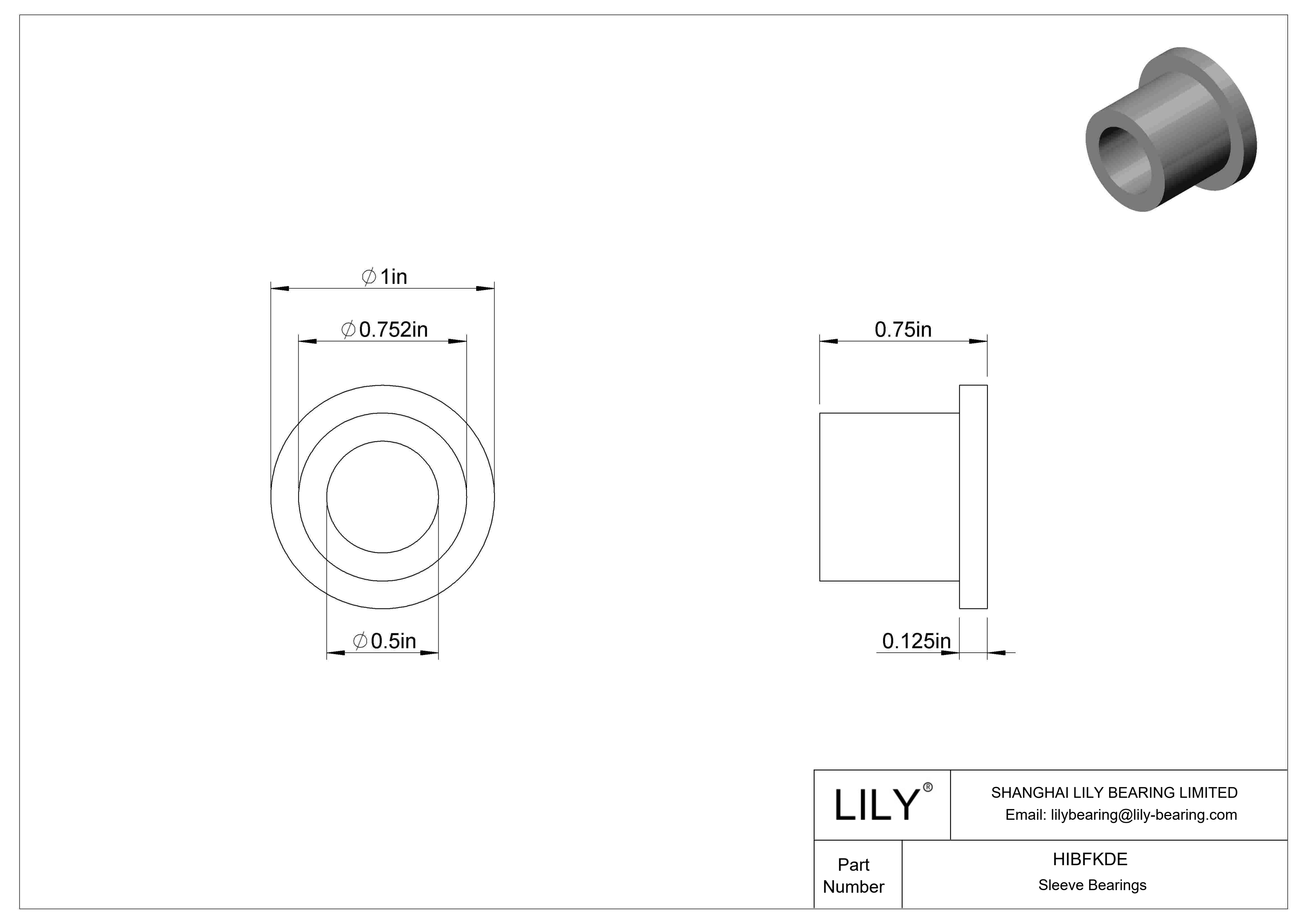 HIBFKDE Multipurpose Flanged Sleeve Bearings cad drawing