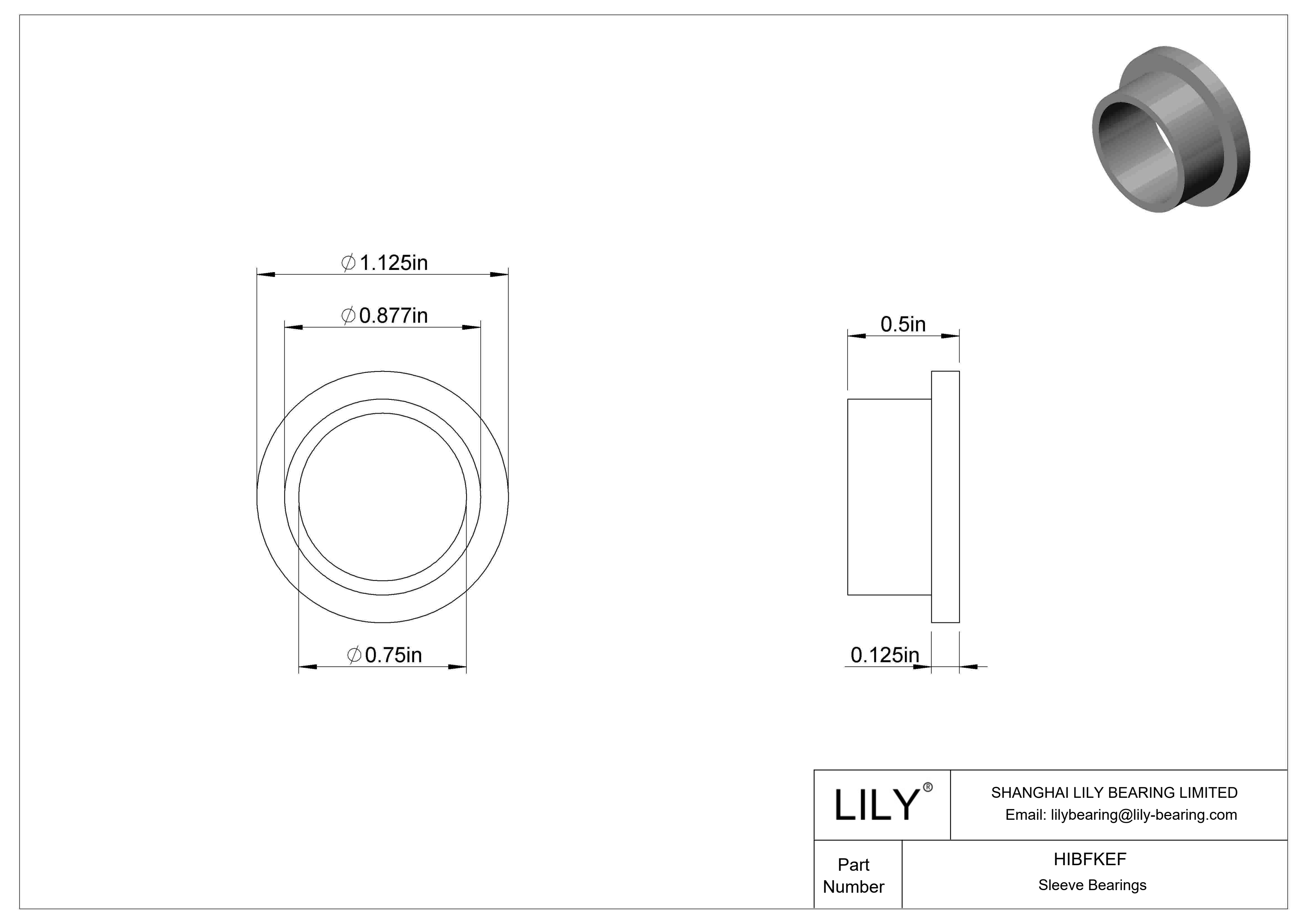 HIBFKEF Multipurpose Flanged Sleeve Bearings cad drawing