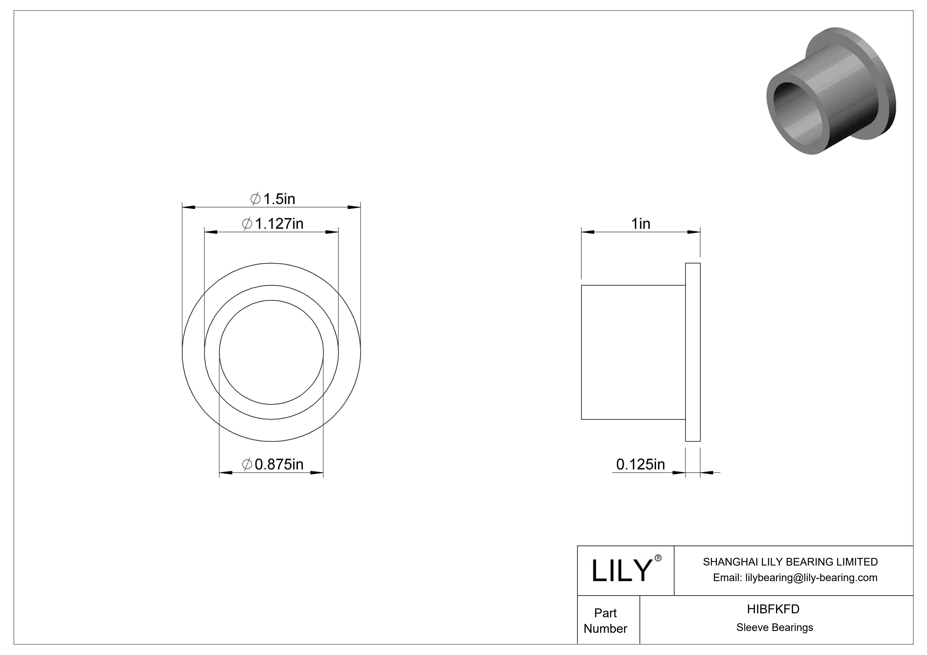 HIBFKFD Rodamientos de manguito con pestaña multiuso cad drawing