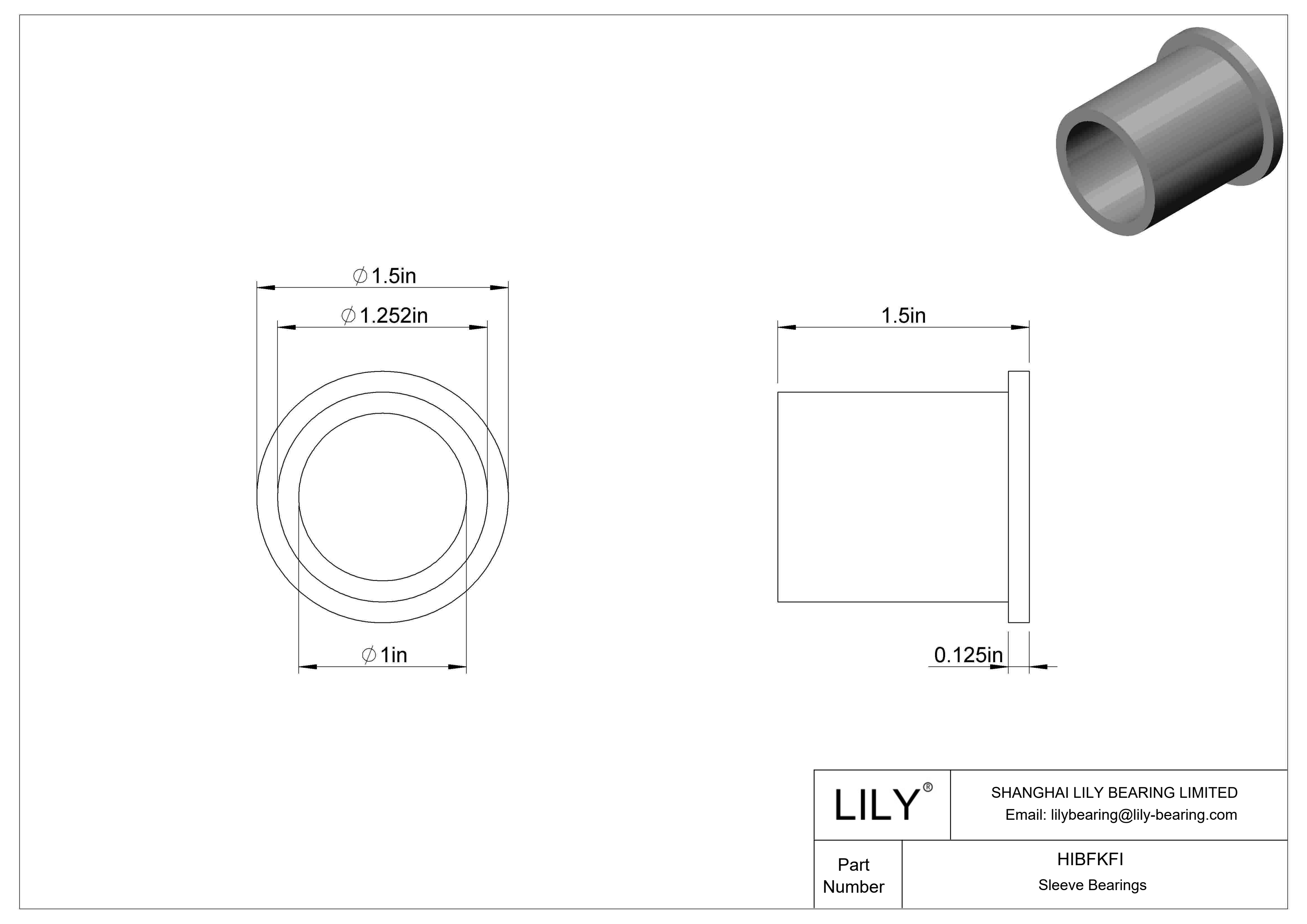 HIBFKFI Multipurpose Flanged Sleeve Bearings cad drawing