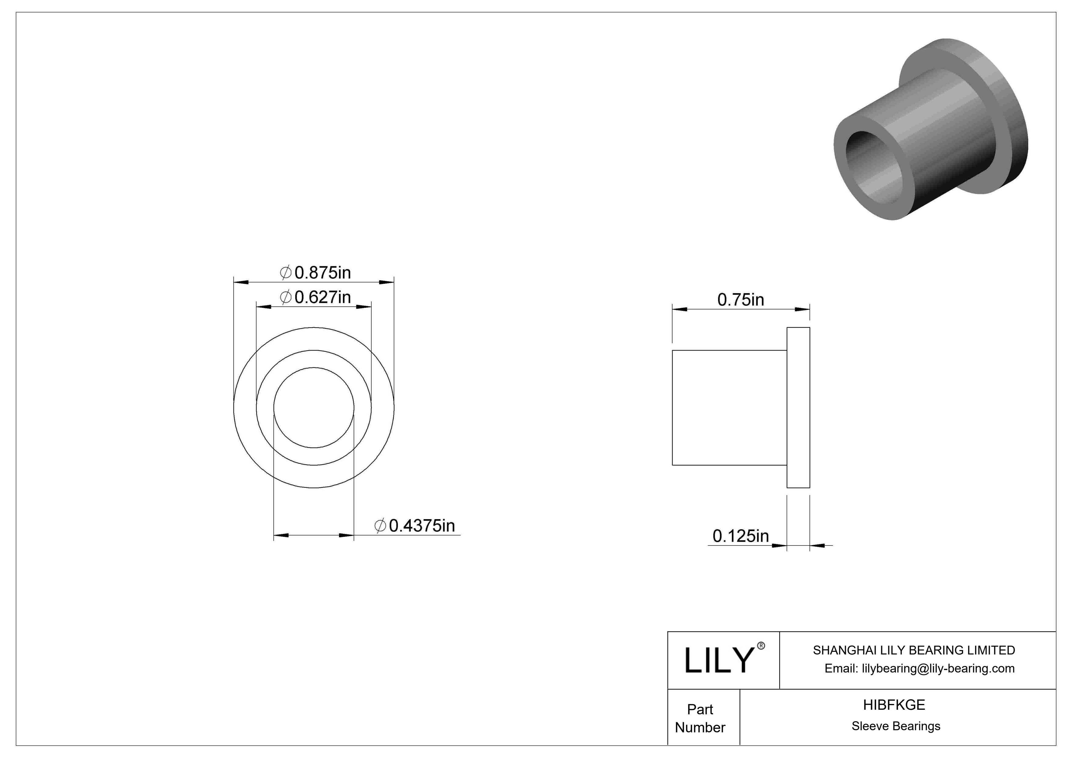 HIBFKGE Multipurpose Flanged Sleeve Bearings cad drawing