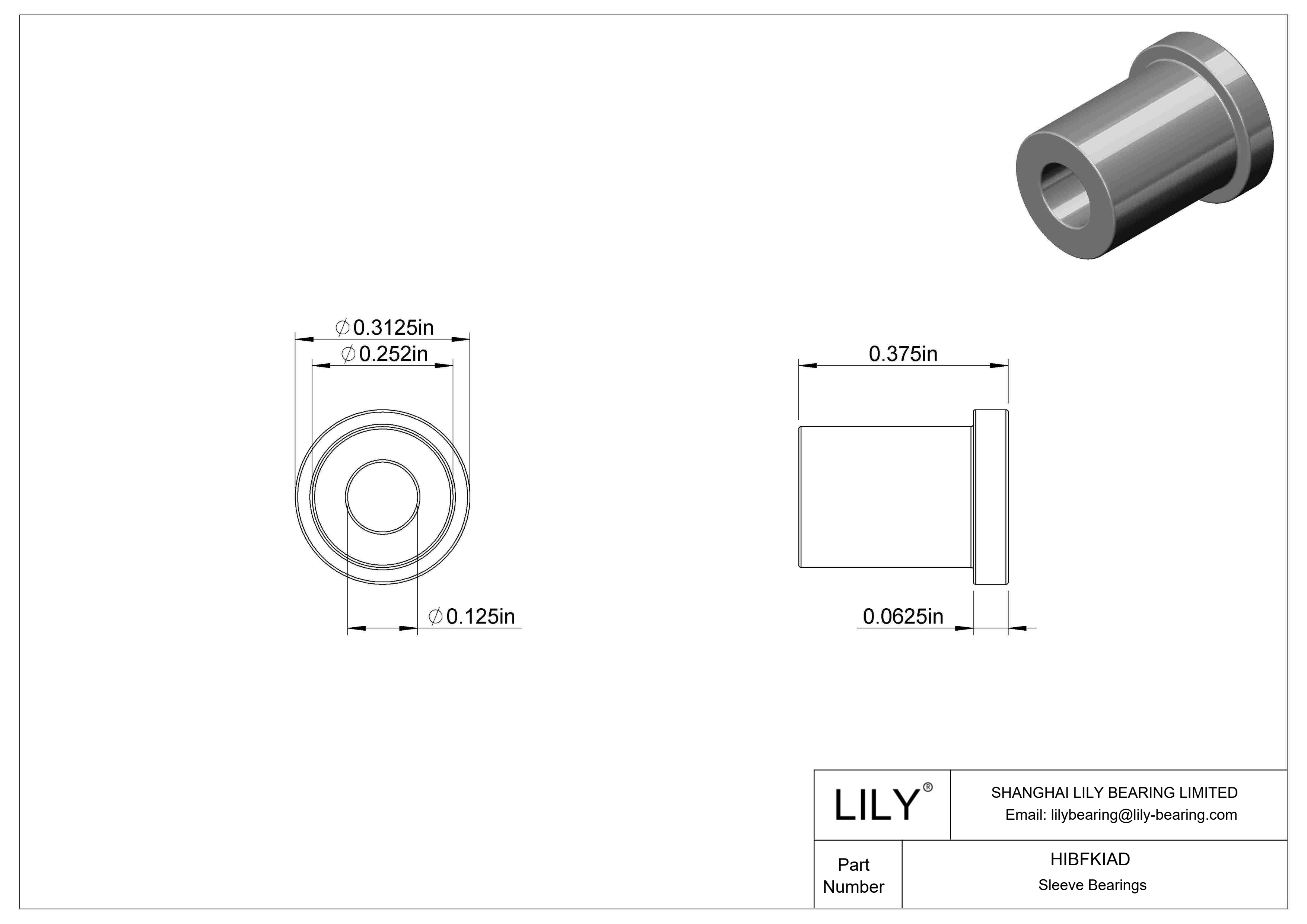 HIBFKIAD Multipurpose Flanged Sleeve Bearings cad drawing