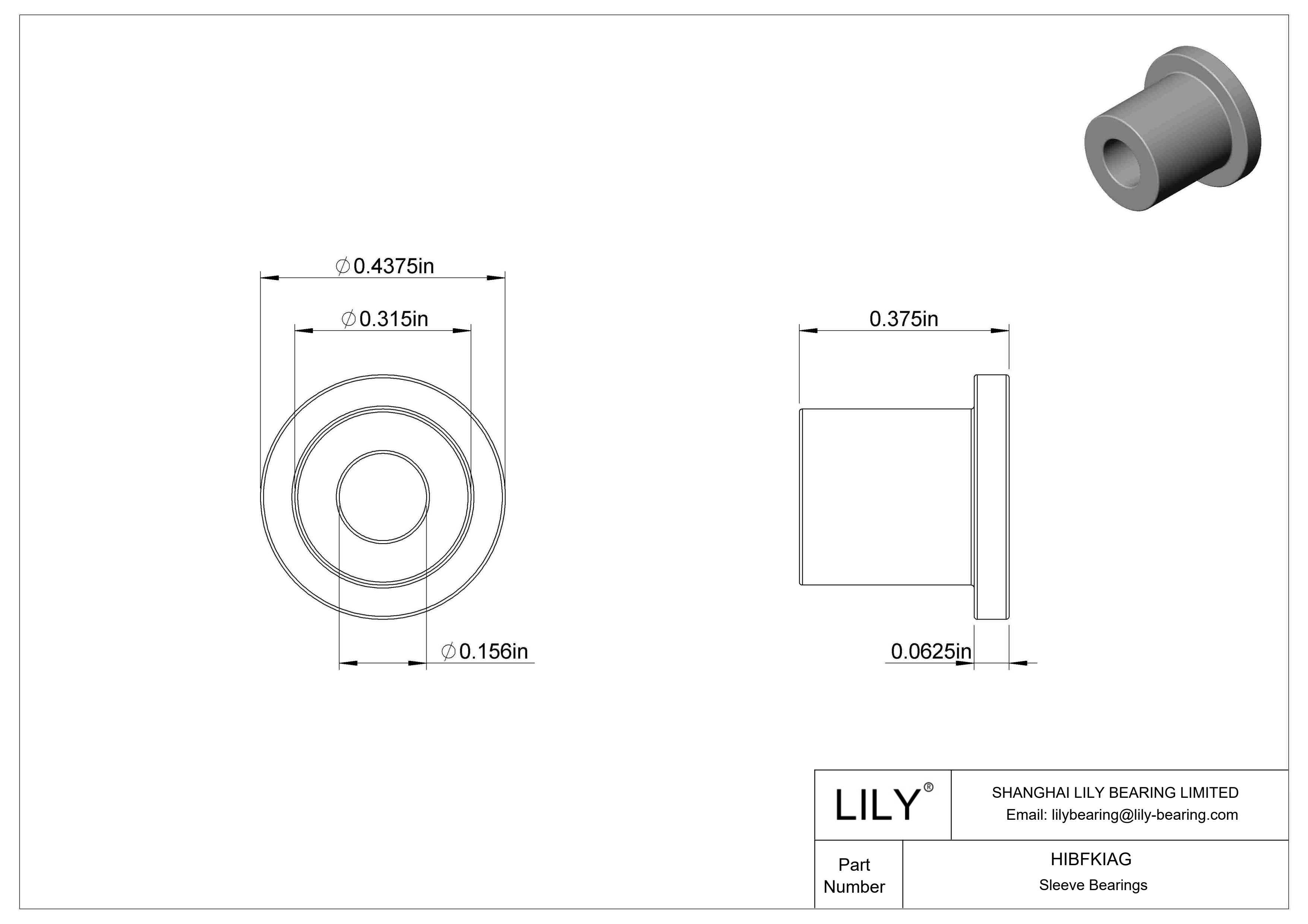 HIBFKIAG Multipurpose Flanged Sleeve Bearings cad drawing