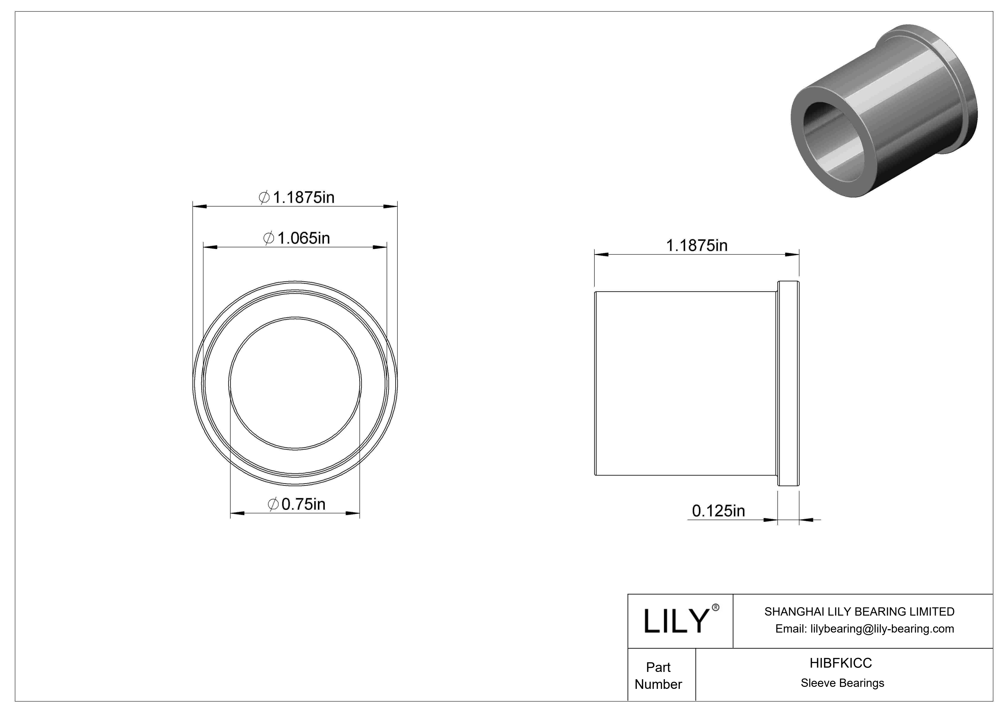 HIBFKICC Multipurpose Flanged Sleeve Bearings cad drawing