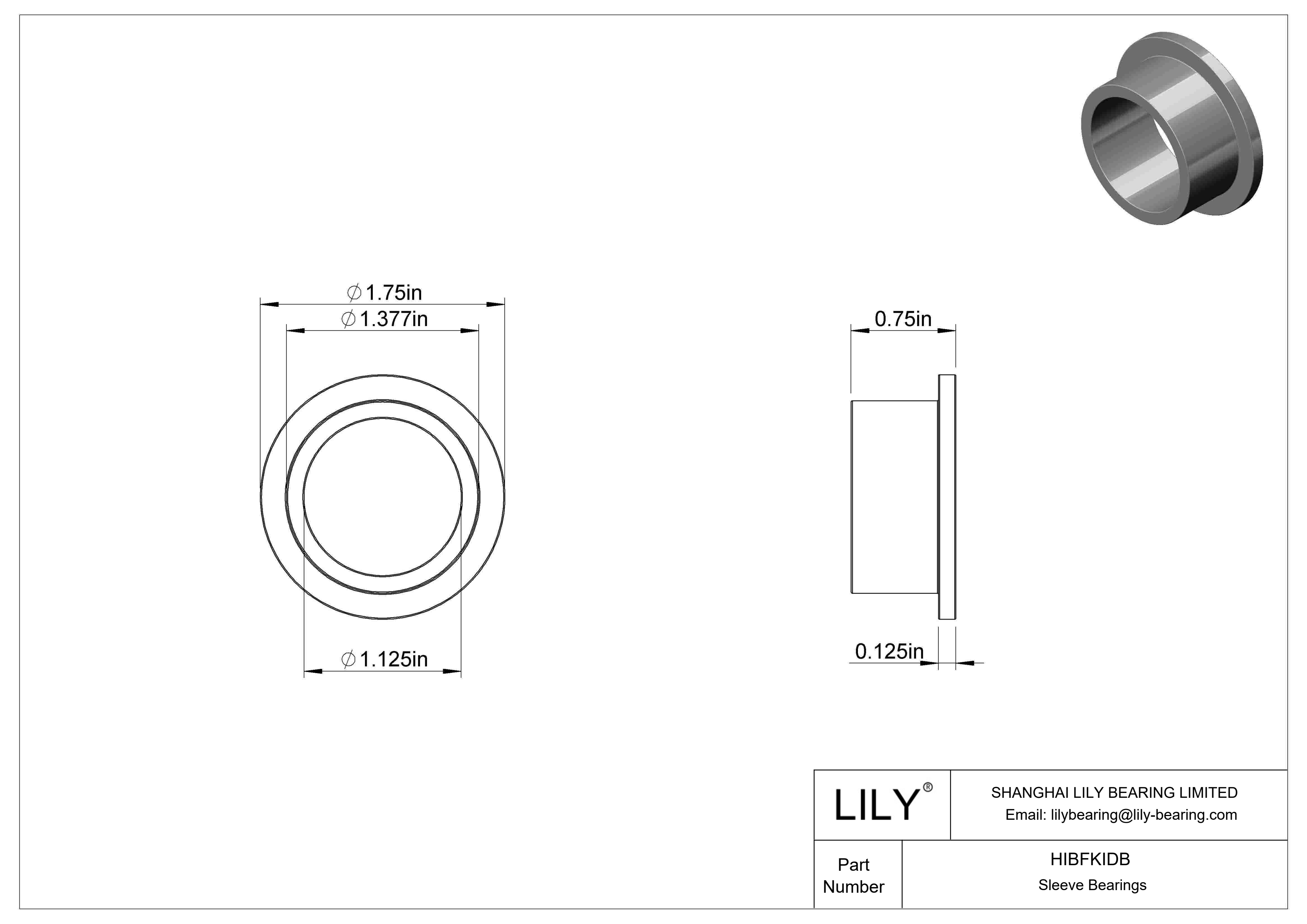 HIBFKIDB Multipurpose Flanged Sleeve Bearings cad drawing