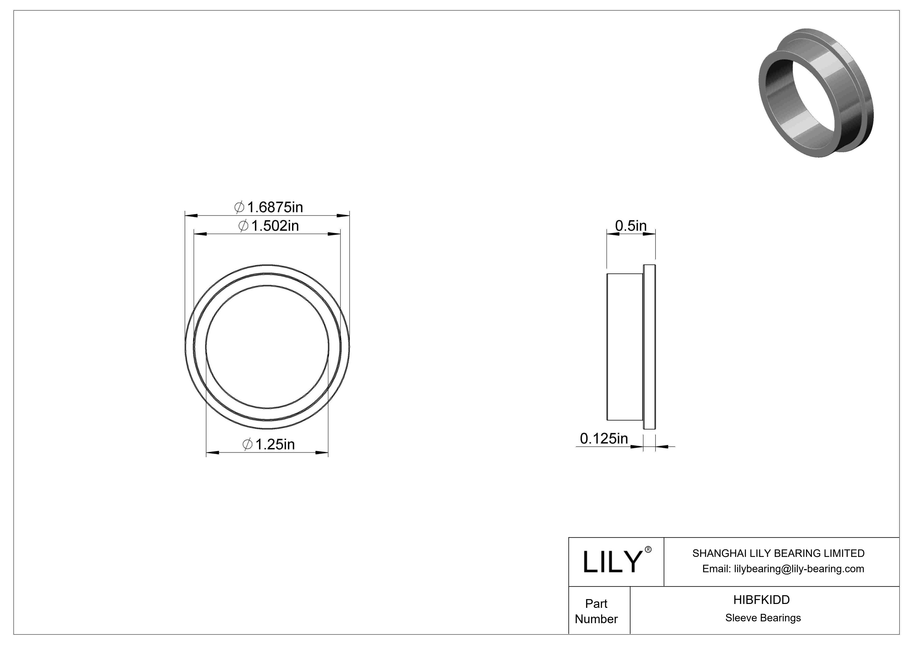 HIBFKIDD Multipurpose Flanged Sleeve Bearings cad drawing