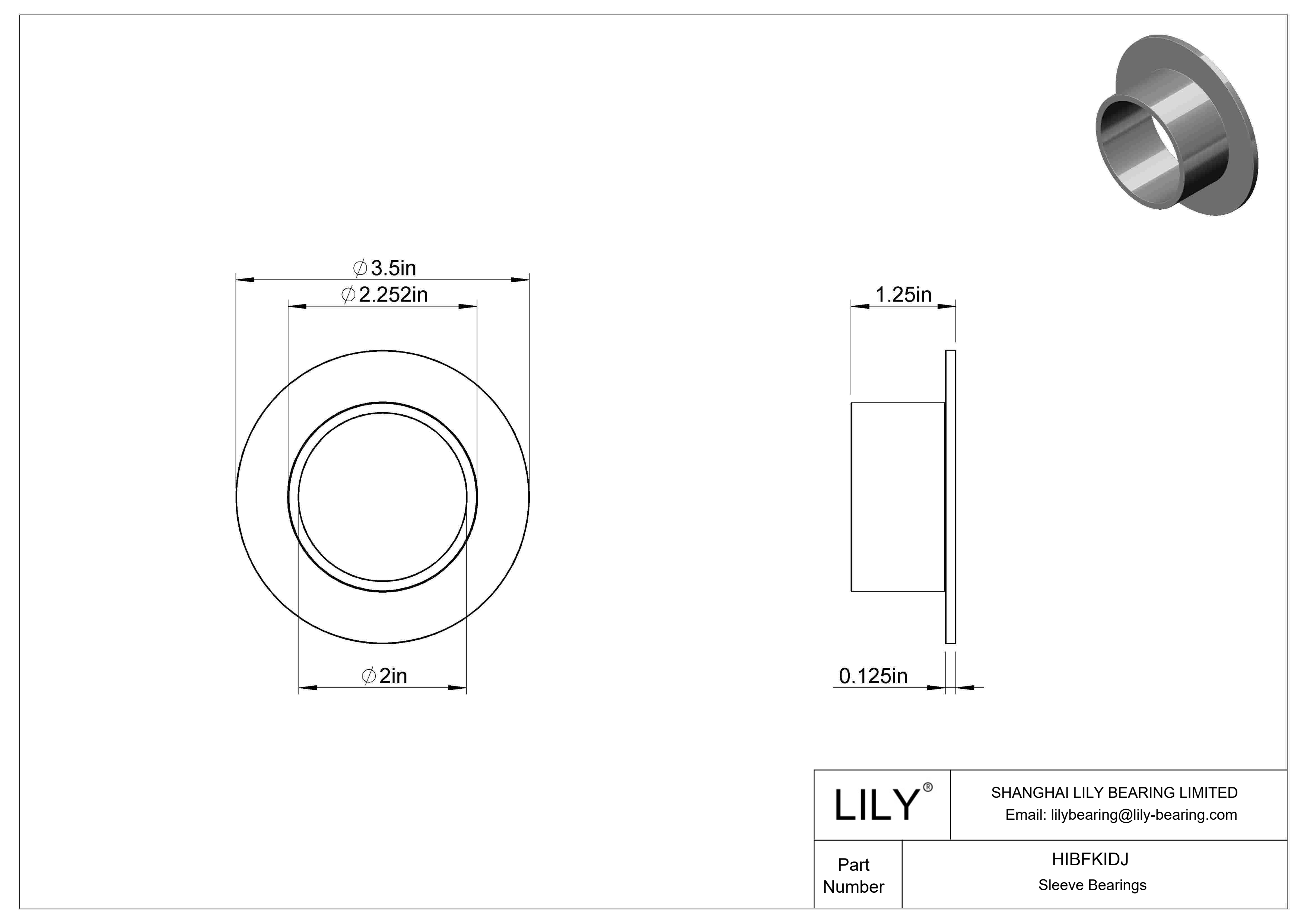 HIBFKIDJ Multipurpose Flanged Sleeve Bearings cad drawing