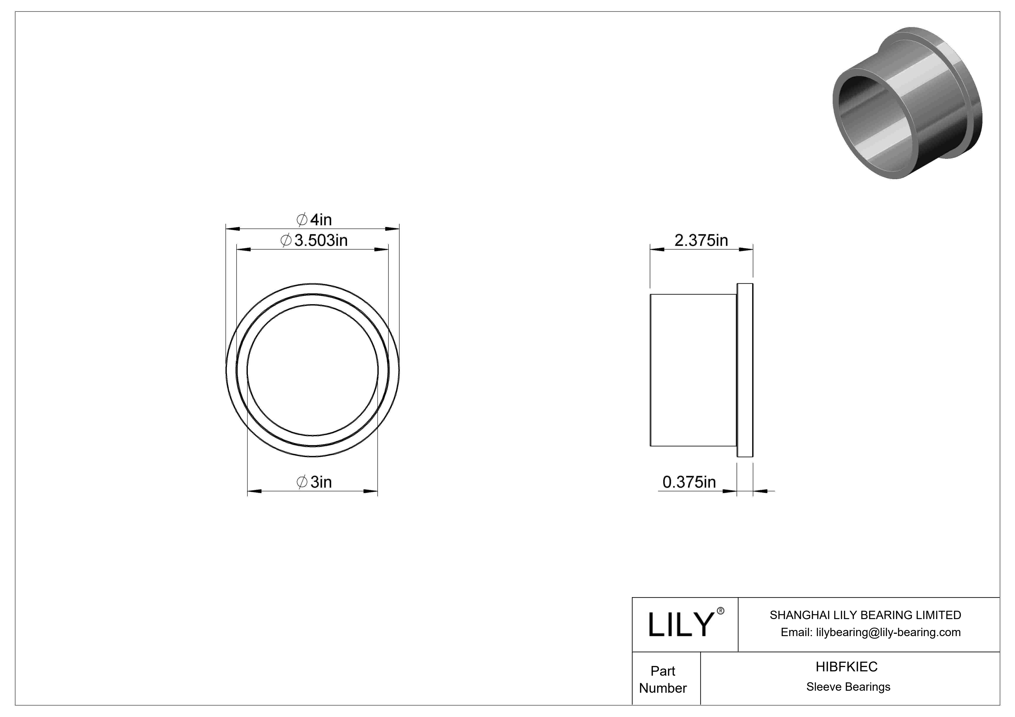 HIBFKIEC Rodamientos de manguito con pestaña multiuso cad drawing