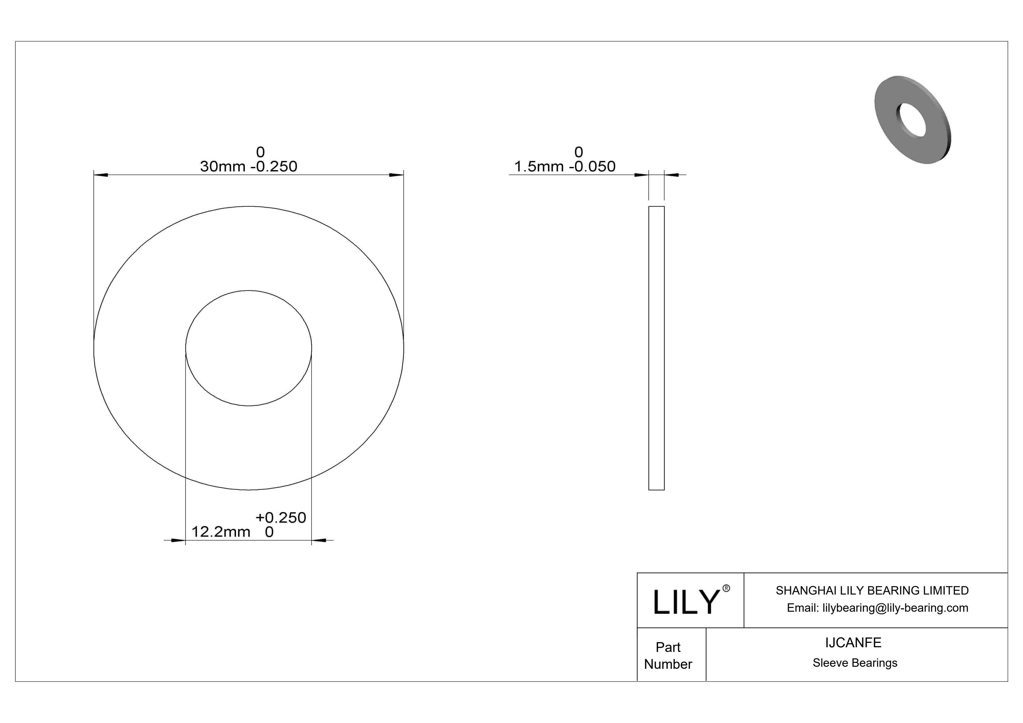 IJCANFE Rodamientos axiales de funcionamiento en seco para cargas ligeras cad drawing