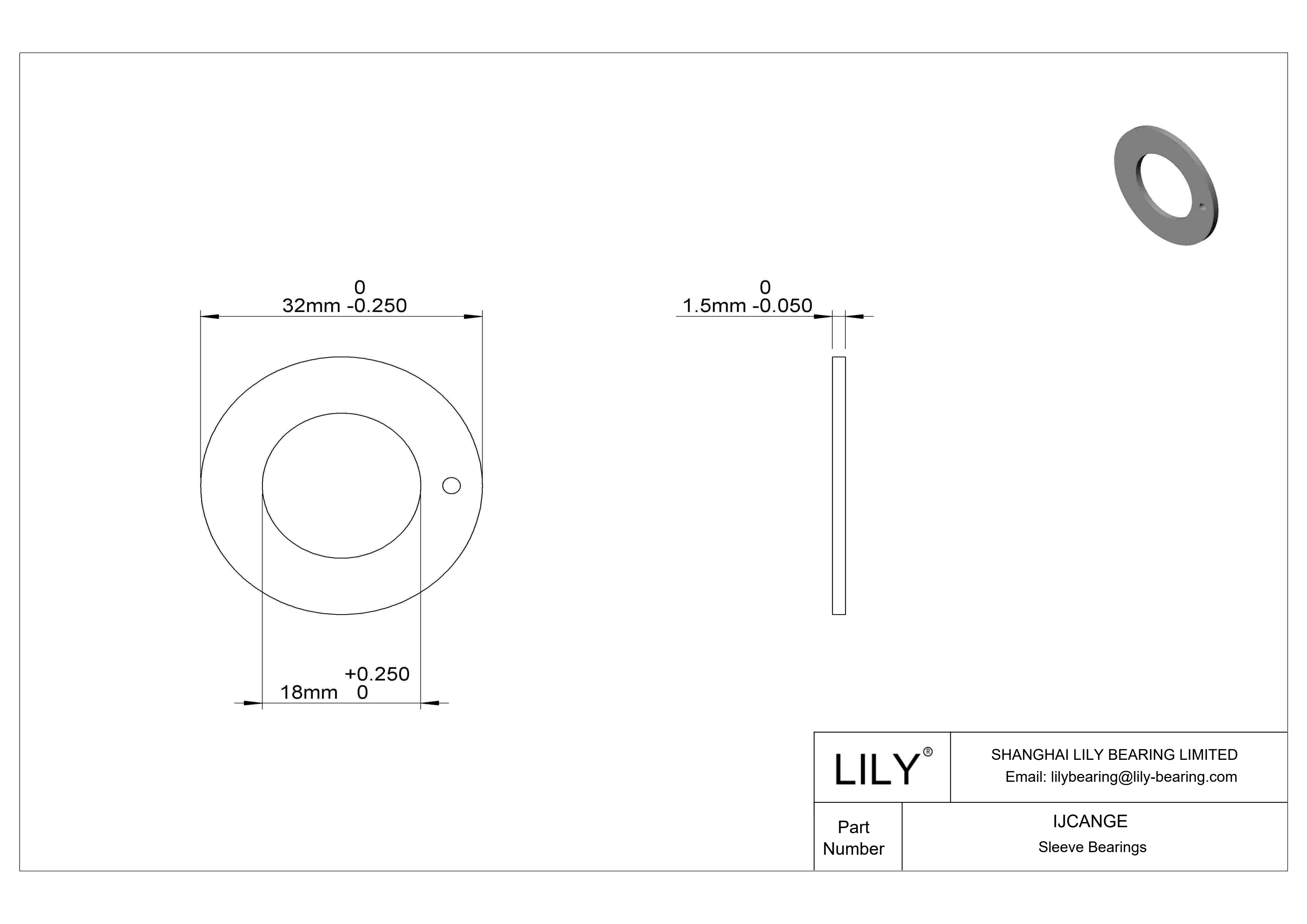 IJCANGE Rodamientos axiales de funcionamiento en seco para cargas ligeras cad drawing