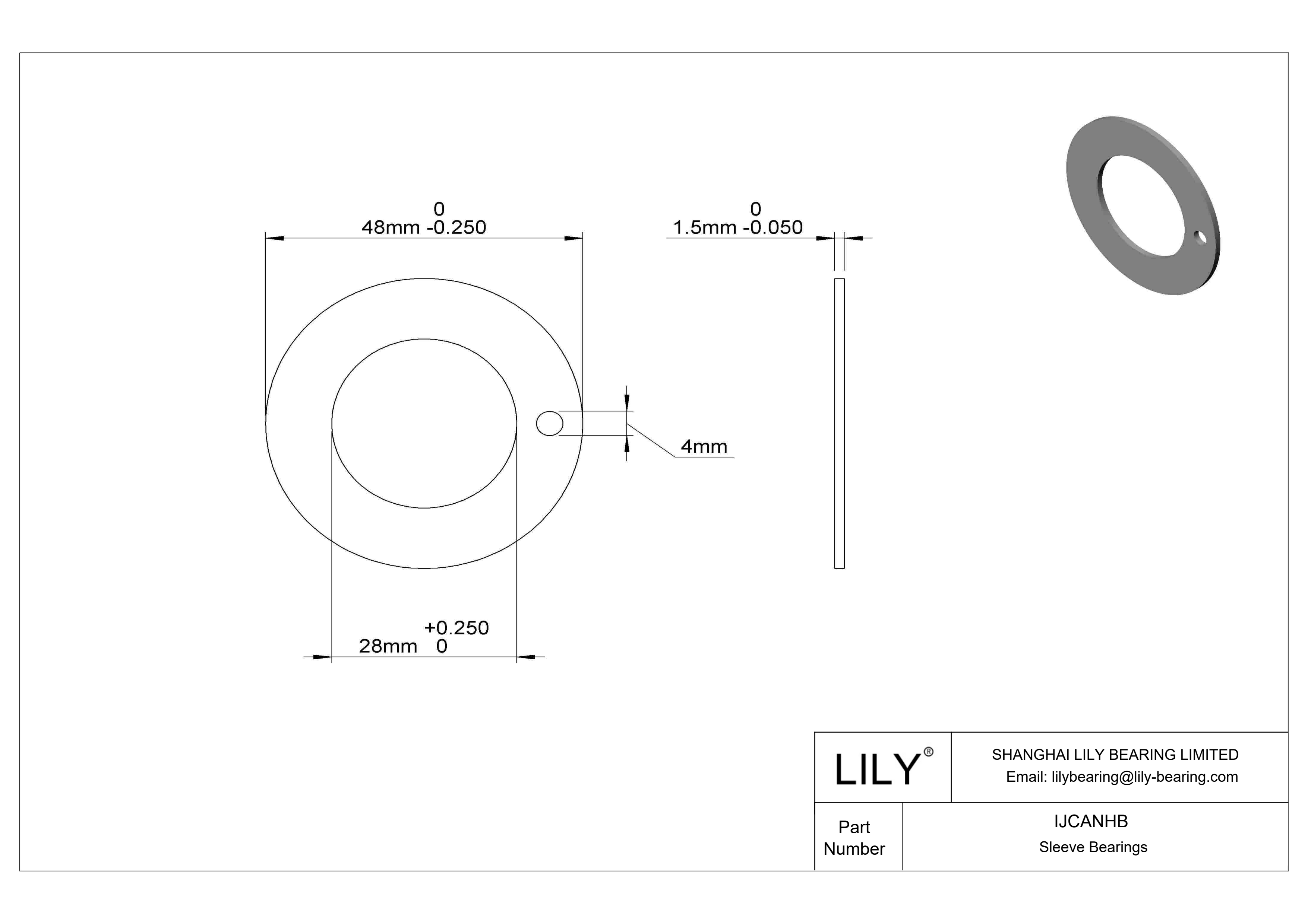 IJCANHB 轻载干运行推力轴承 cad drawing