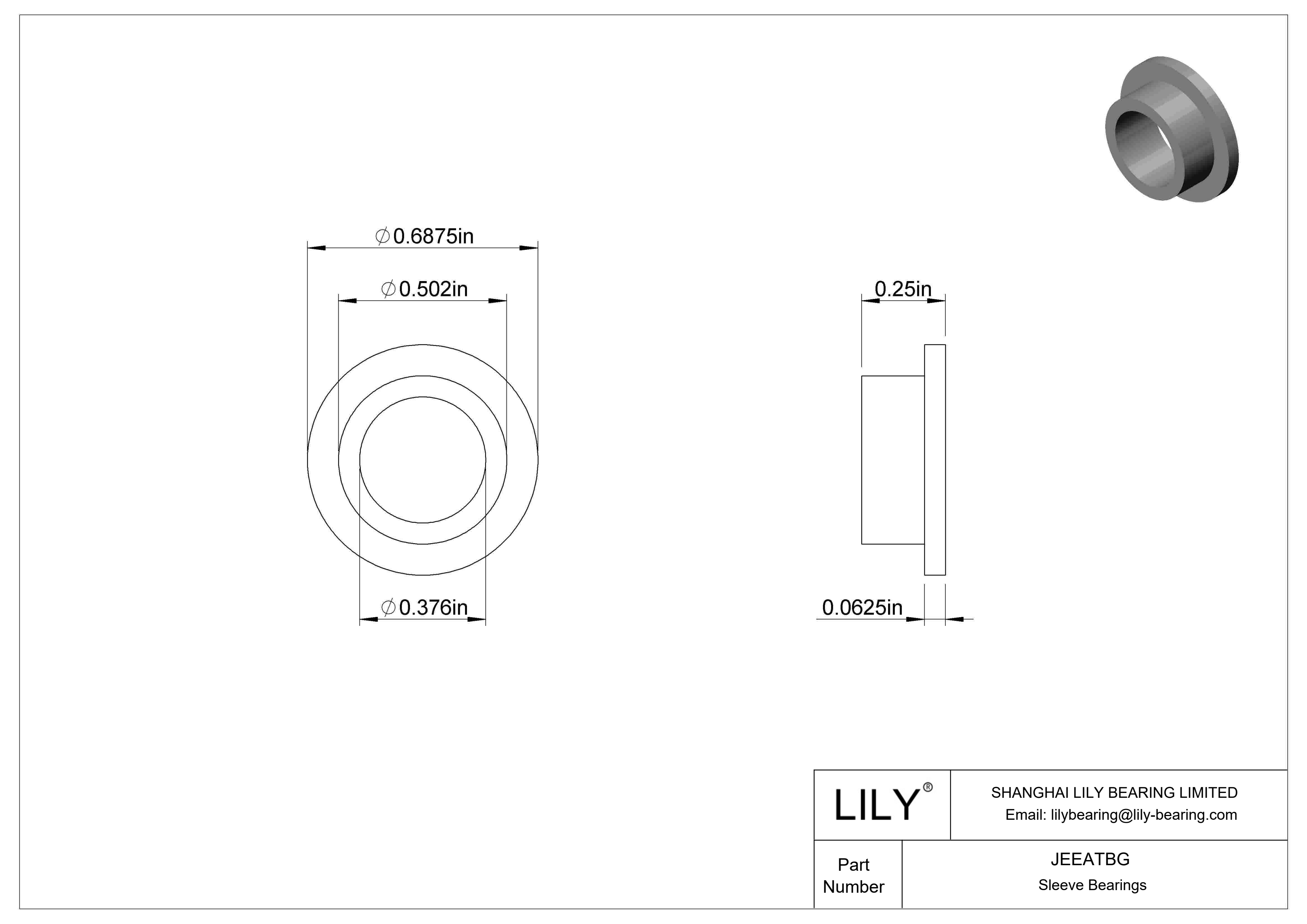 JEEATBG Cojinetes de fricción con pestaña de funcionamiento en seco a alta temperatura cad drawing