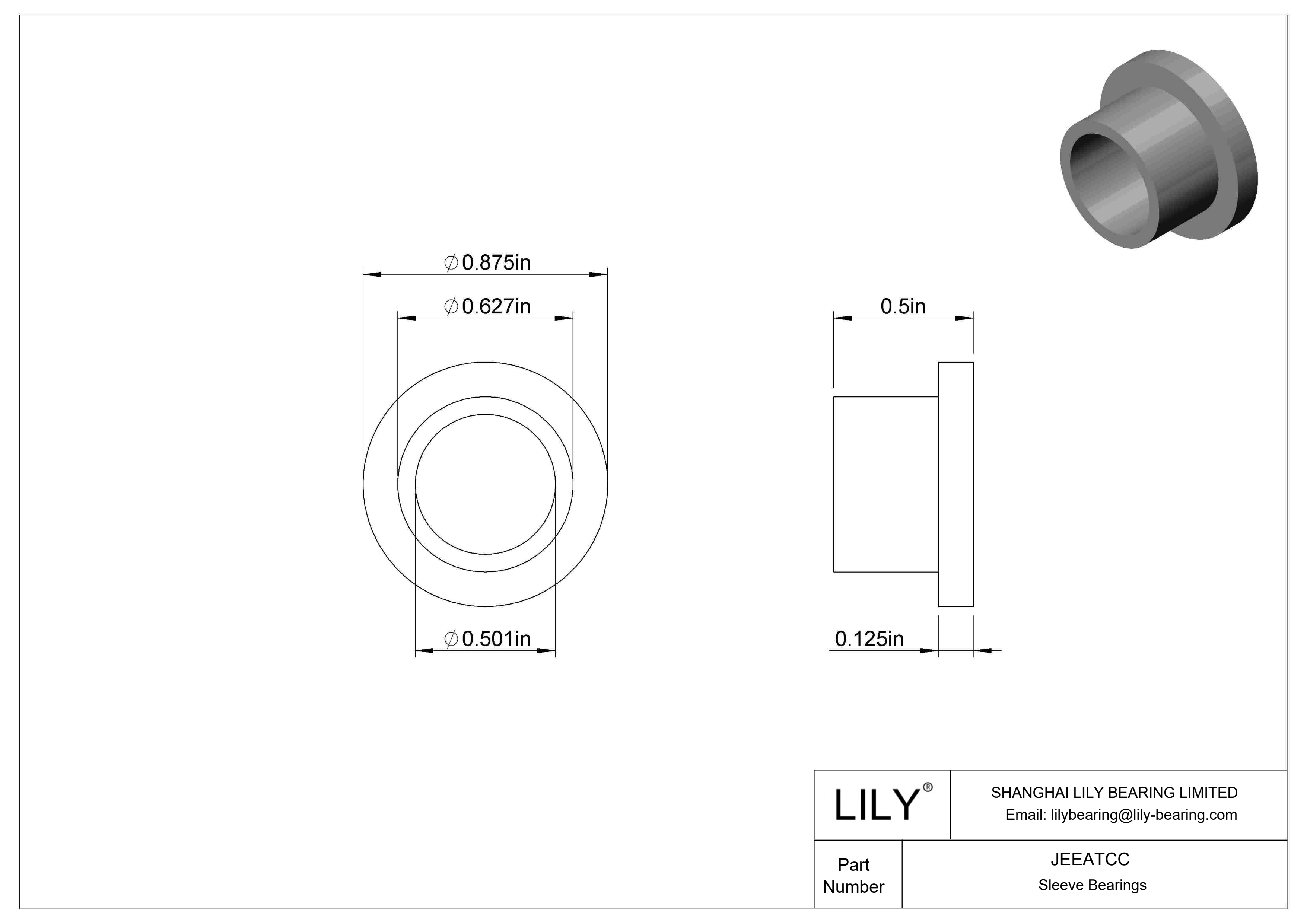 JEEATCC Cojinetes de fricción con pestaña de funcionamiento en seco a alta temperatura cad drawing