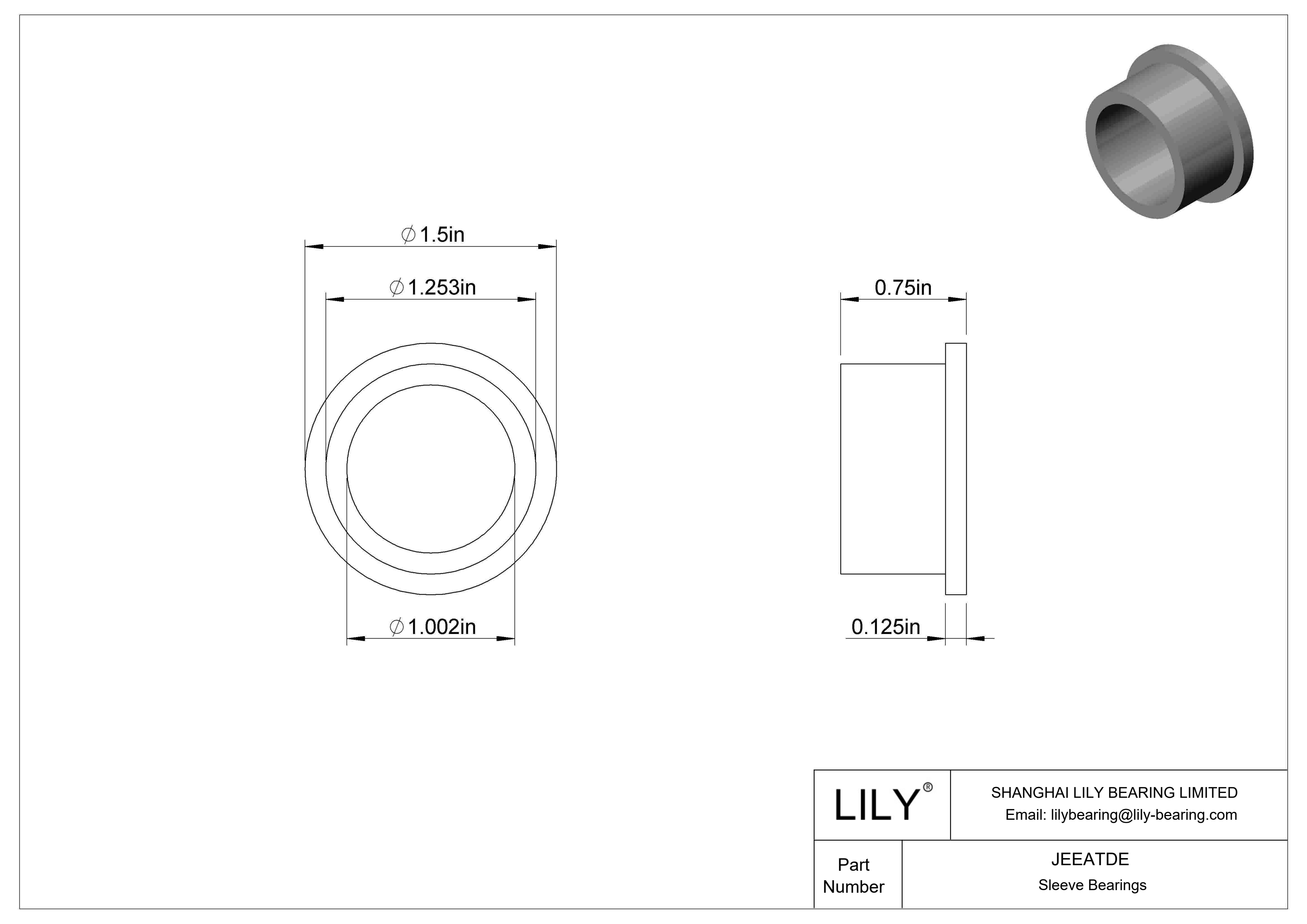 JEEATDE 高温干运转法兰滑动轴承 cad drawing