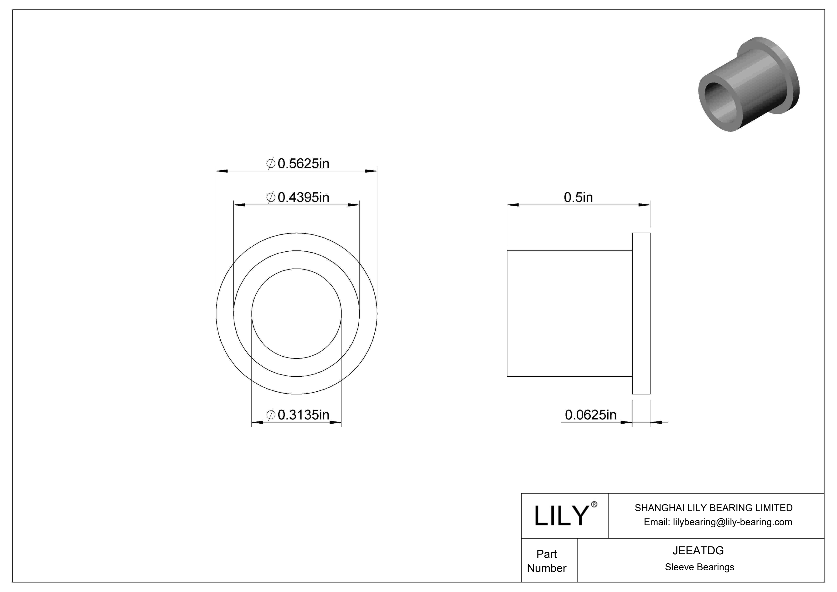 JEEATDG 高温干运转法兰滑动轴承 cad drawing