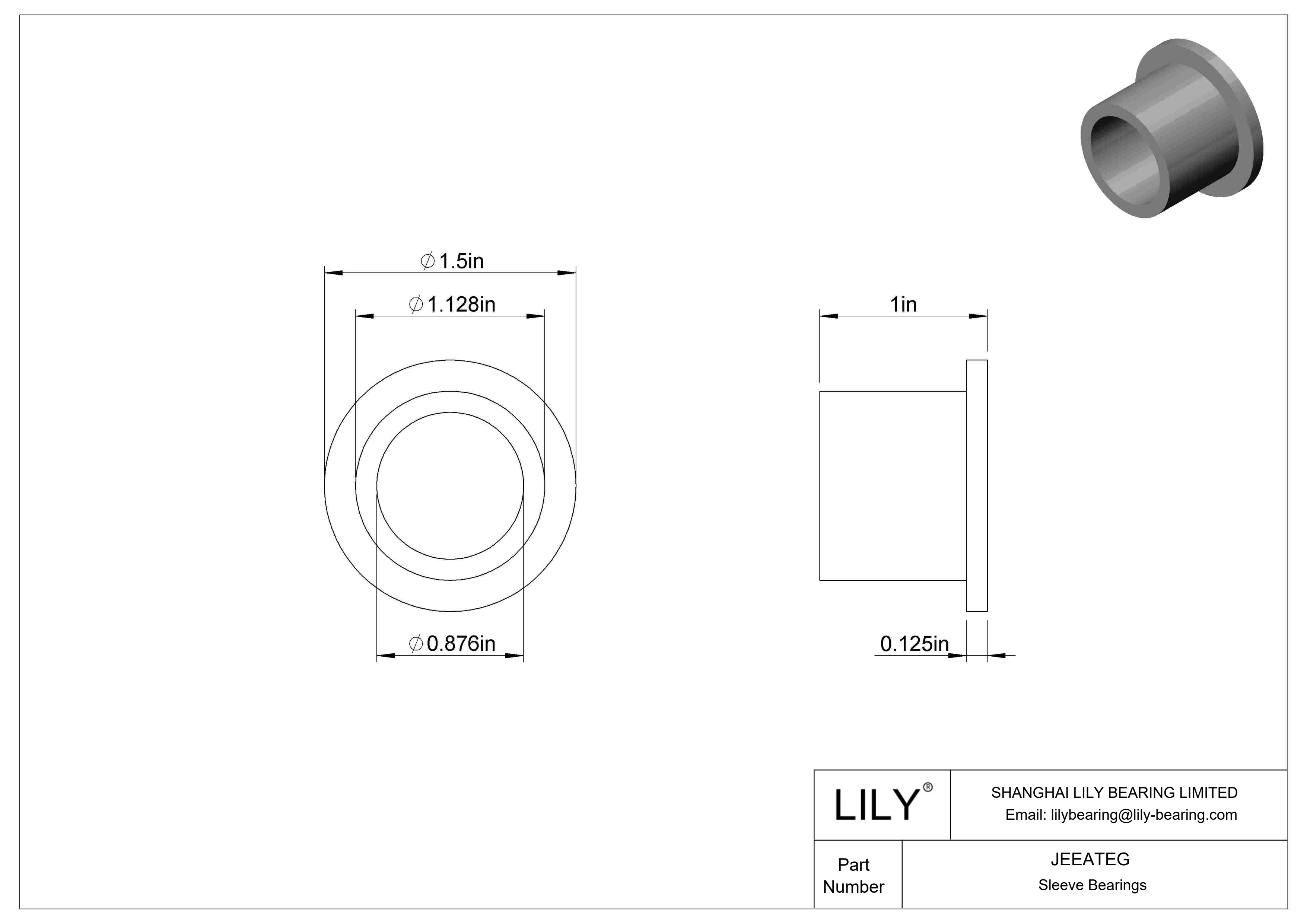 JEEATEG 高温干运转法兰滑动轴承 cad drawing