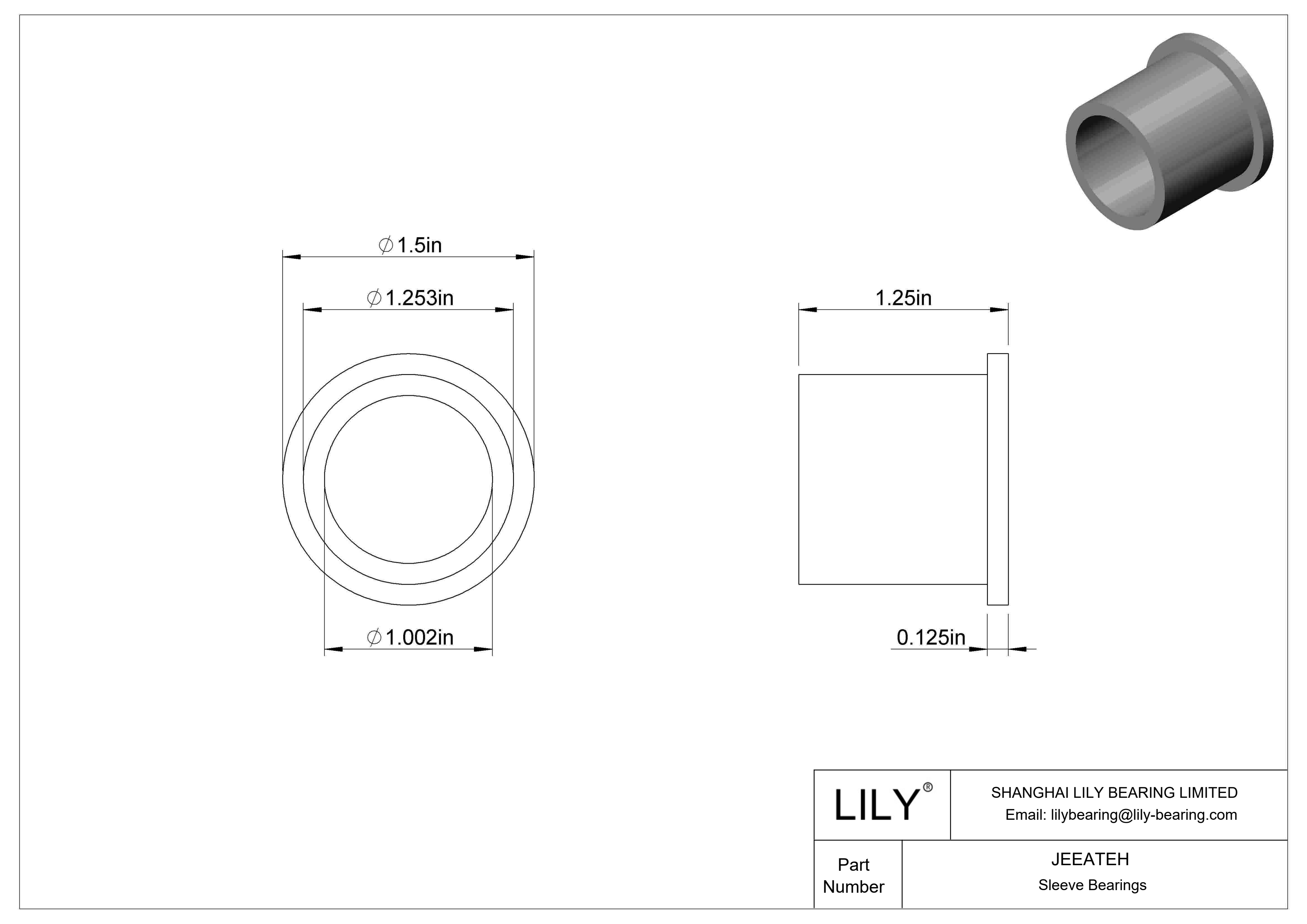 JEEATEH 高温干运转法兰滑动轴承 cad drawing