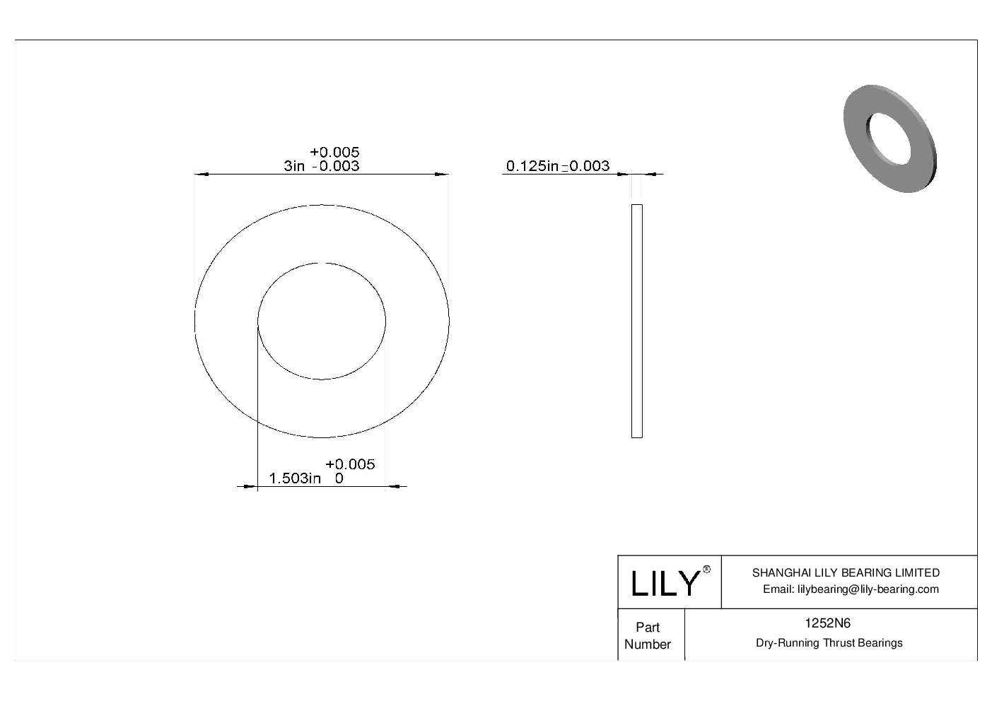 BCFCNG Chemical-Resistant Dry-Running Thrust Bearings cad drawing