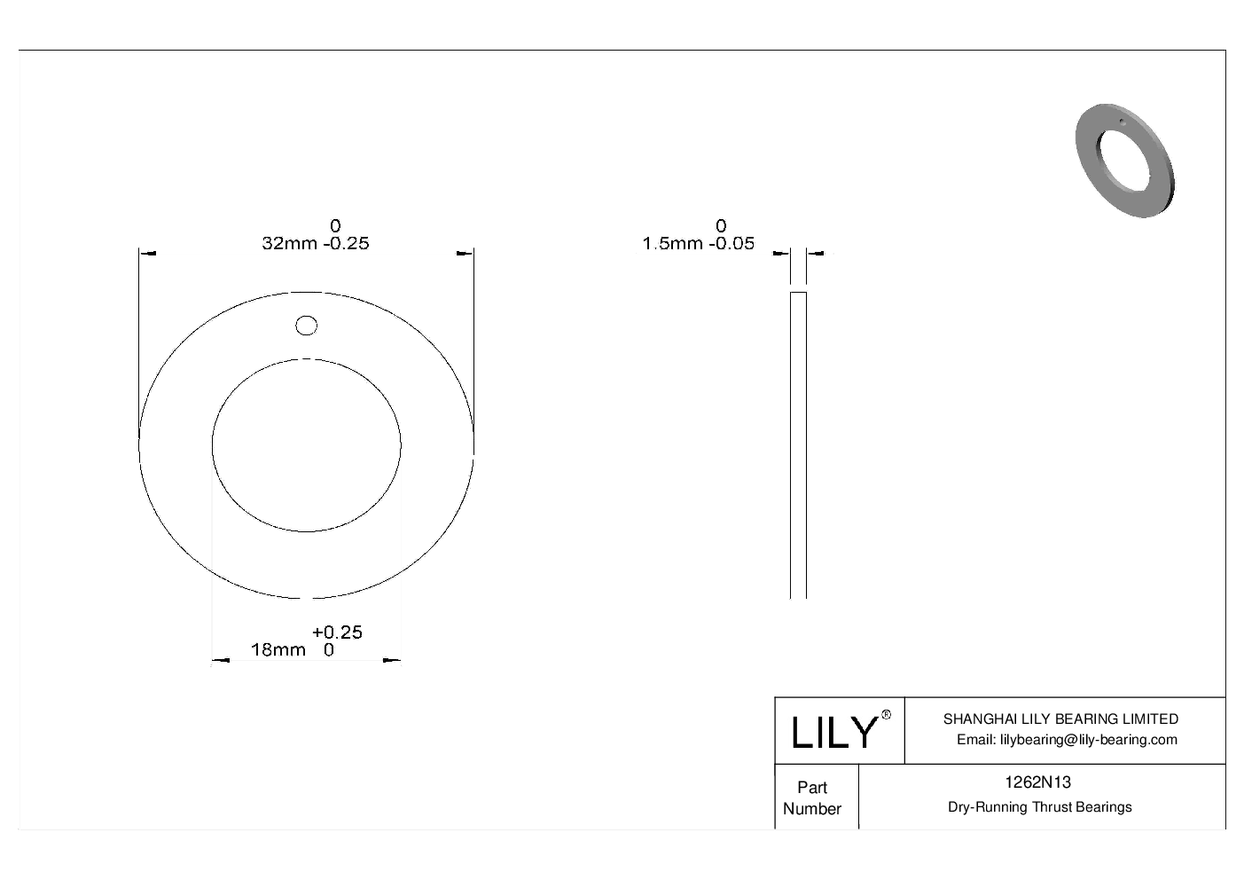 BCGCNBD High-Load Dry-Running Thrust Bearings cad drawing