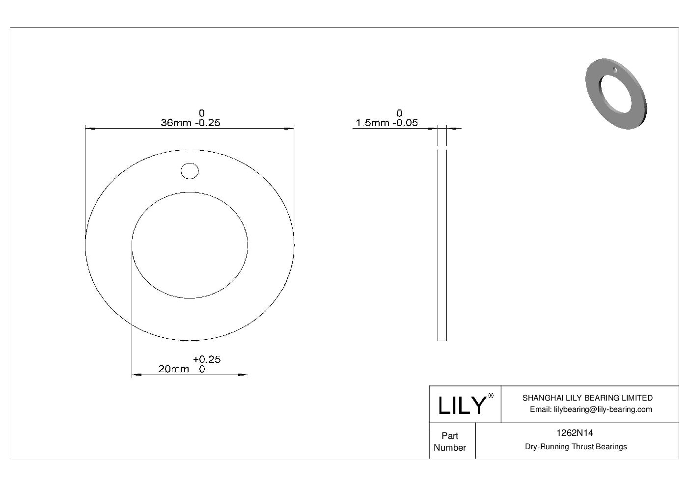 BCGCNBE High-Load Dry-Running Thrust Bearings cad drawing