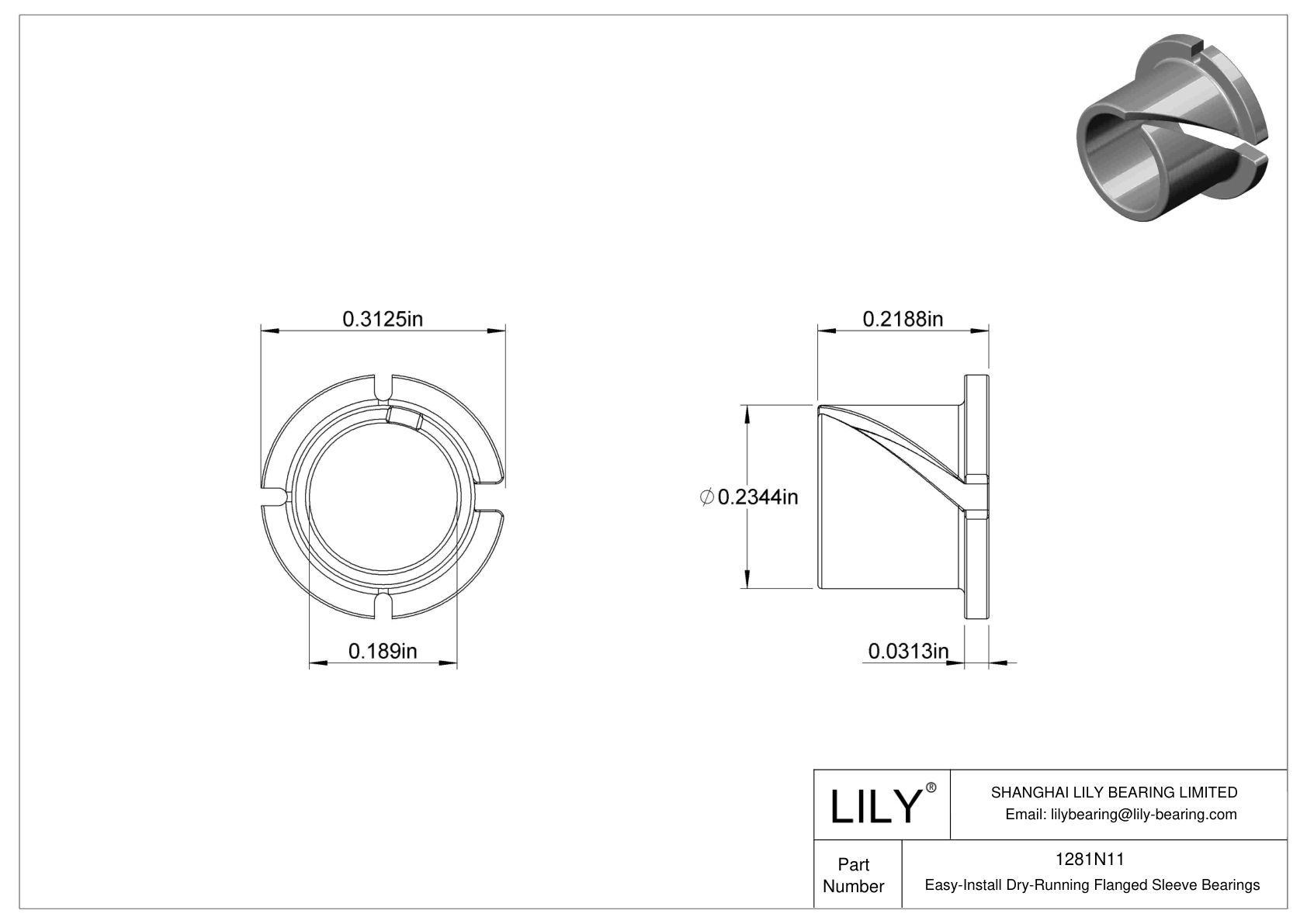 BCIBNBB Easy-Install Dry-Running Flanged Sleeve Bearings cad drawing