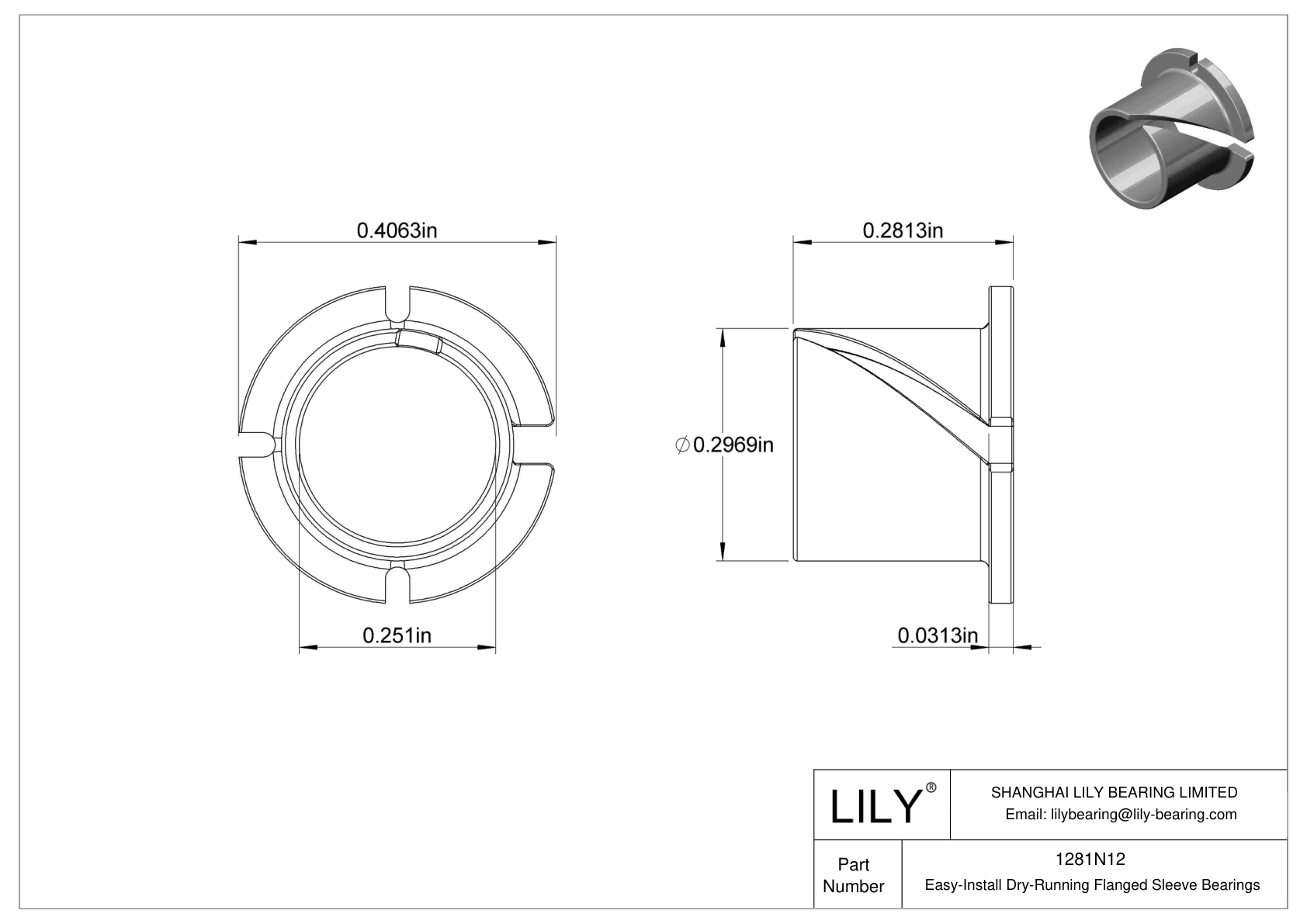 BCIBNBC Easy-Install Dry-Running Flanged Sleeve Bearings cad drawing