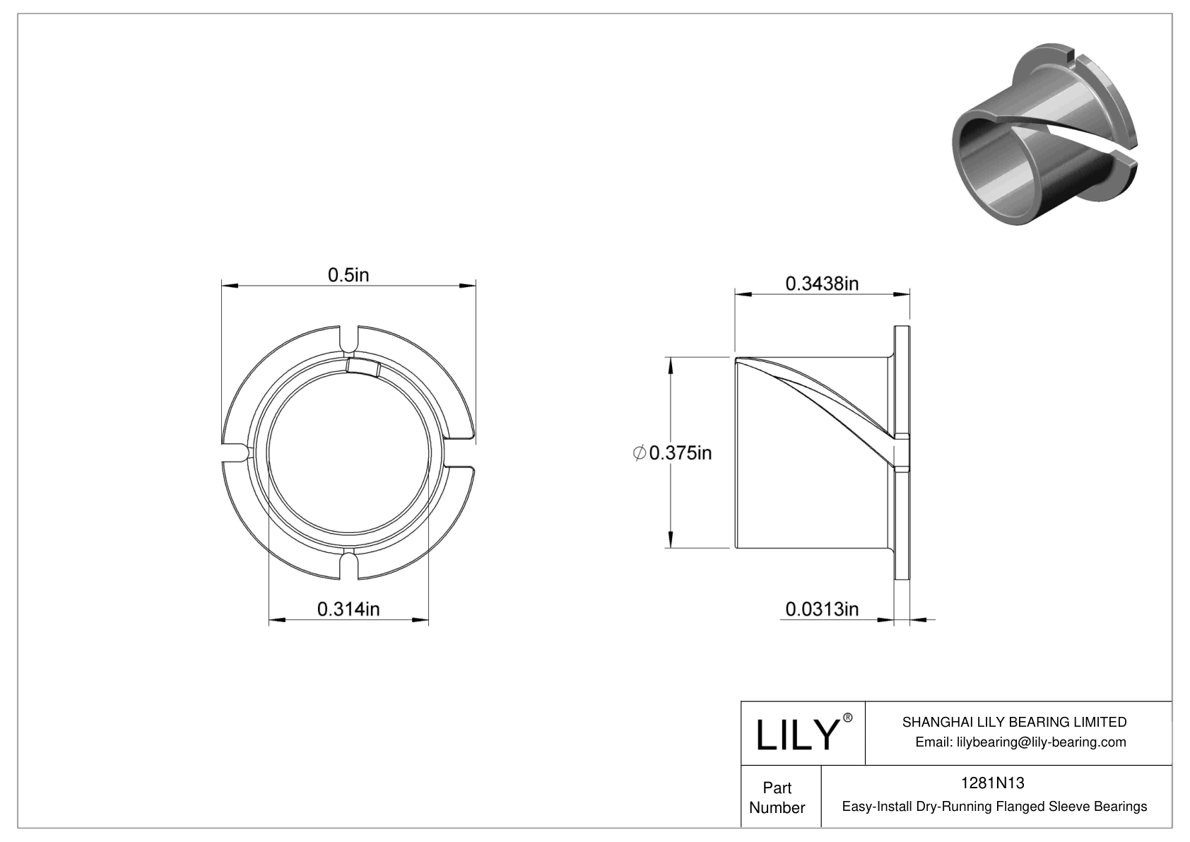 BCIBNBD Easy-Install Dry-Running Flanged Sleeve Bearings cad drawing