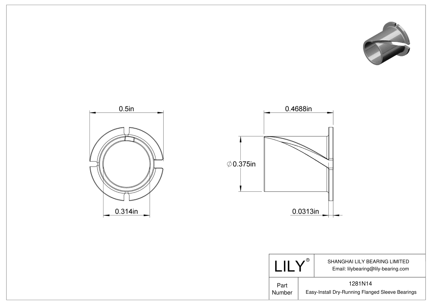 BCIBNBE Easy-Install Dry-Running Flanged Sleeve Bearings cad drawing