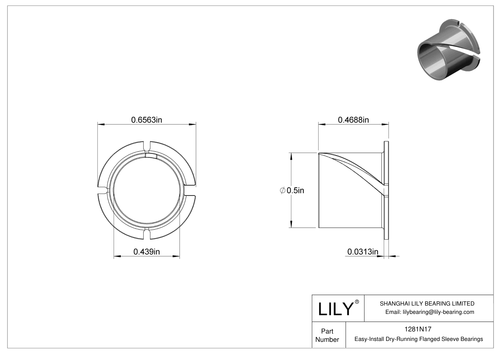 BCIBNBH Easy-Install Dry-Running Flanged Sleeve Bearings cad drawing