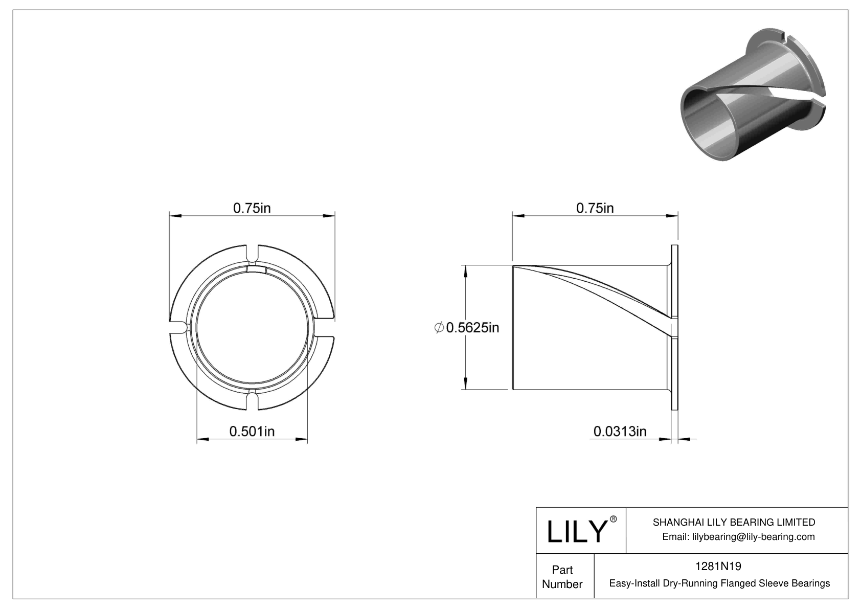 BCIBNBJ Easy-Install Dry-Running Flanged Sleeve Bearings cad drawing
