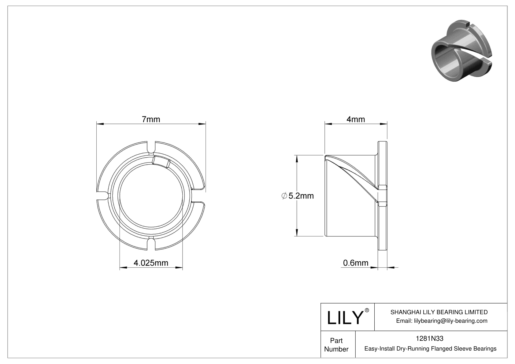 BCIBNDD Easy-Install Dry-Running Flanged Sleeve Bearings cad drawing
