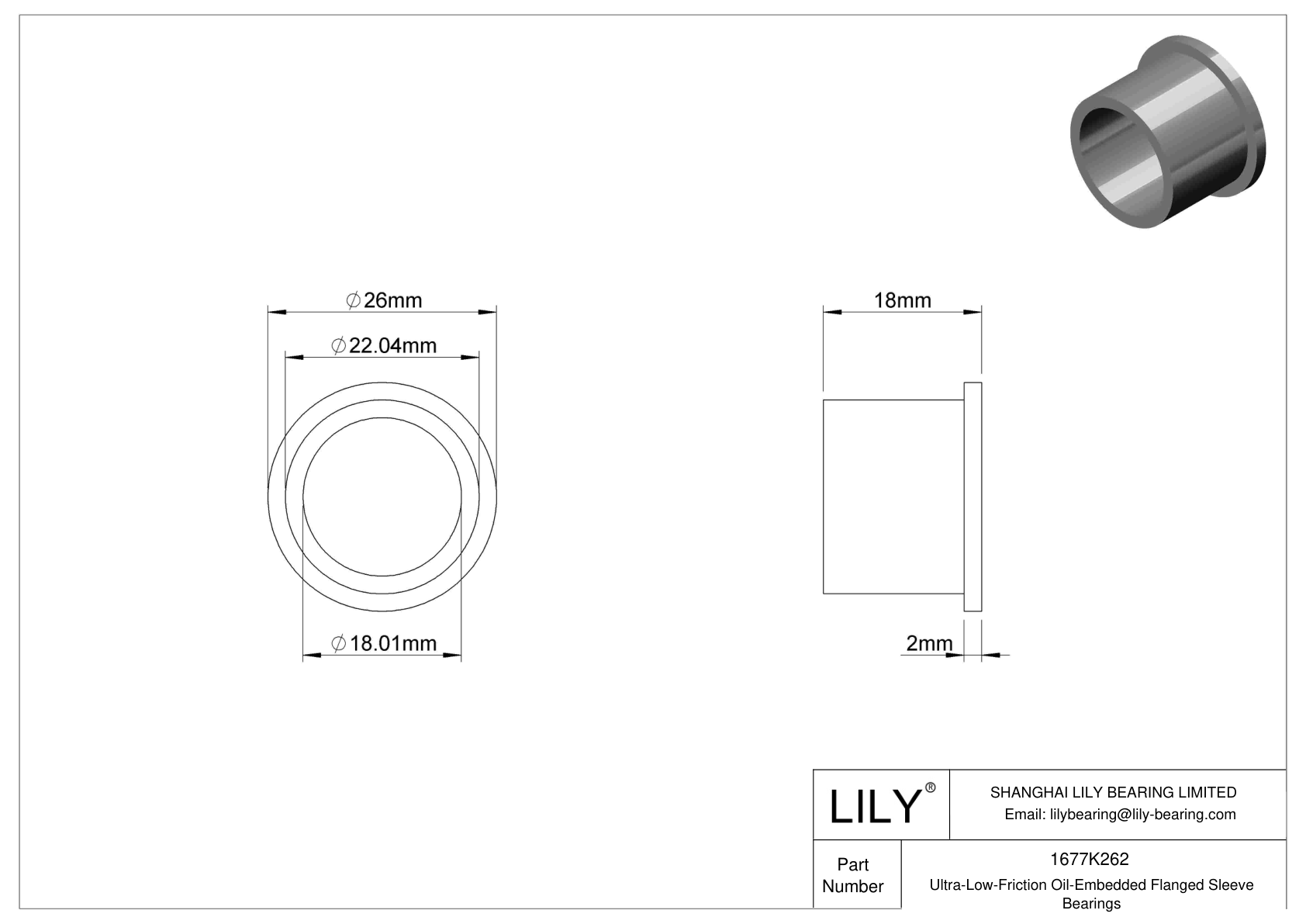 BGHHKCGC Ultra-Low-Friction Oil-Embedded Flanged Sleeve Bearings cad drawing