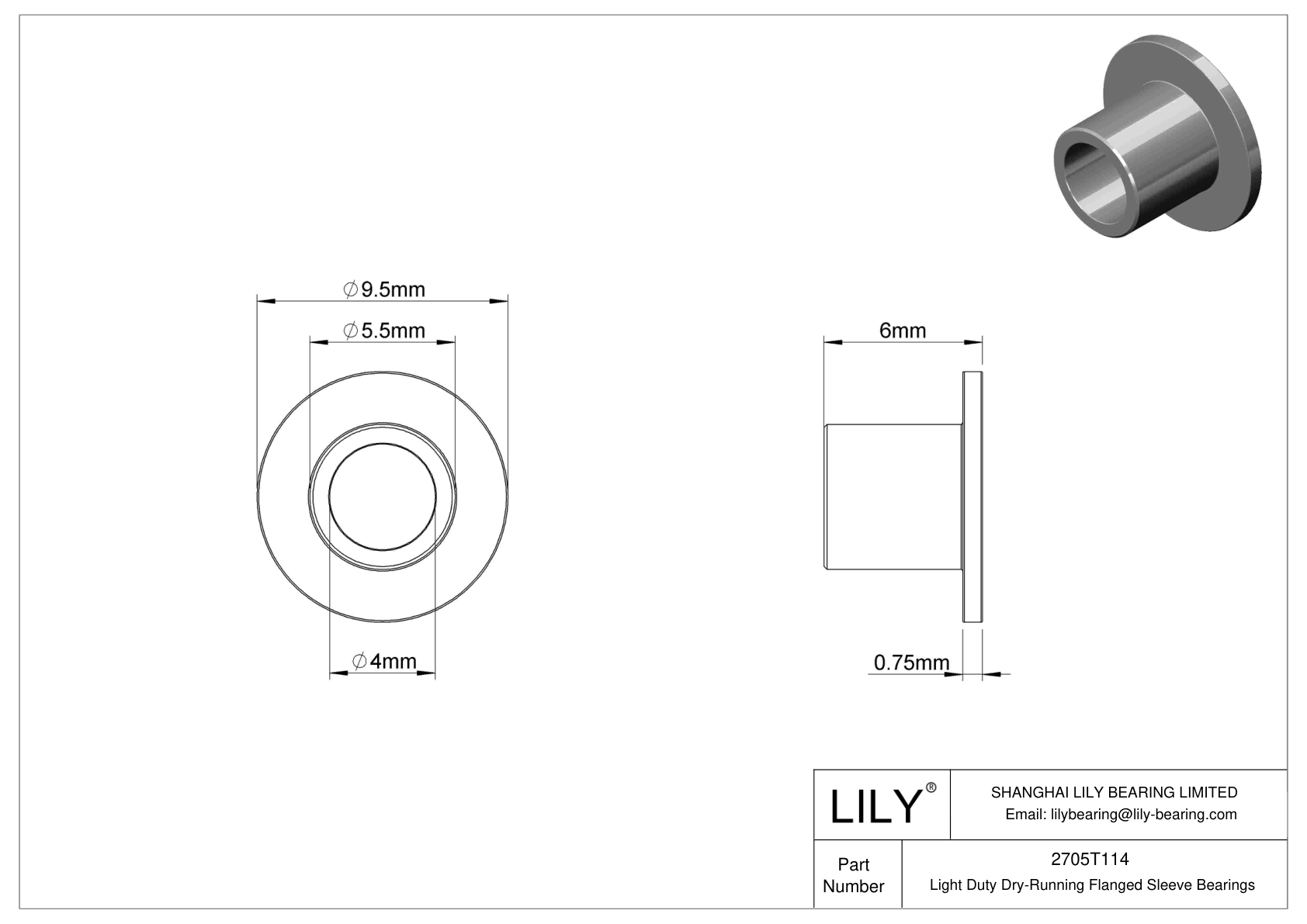 CHAFTBBE Light Duty Dry-Running Flanged Sleeve Bearings cad drawing