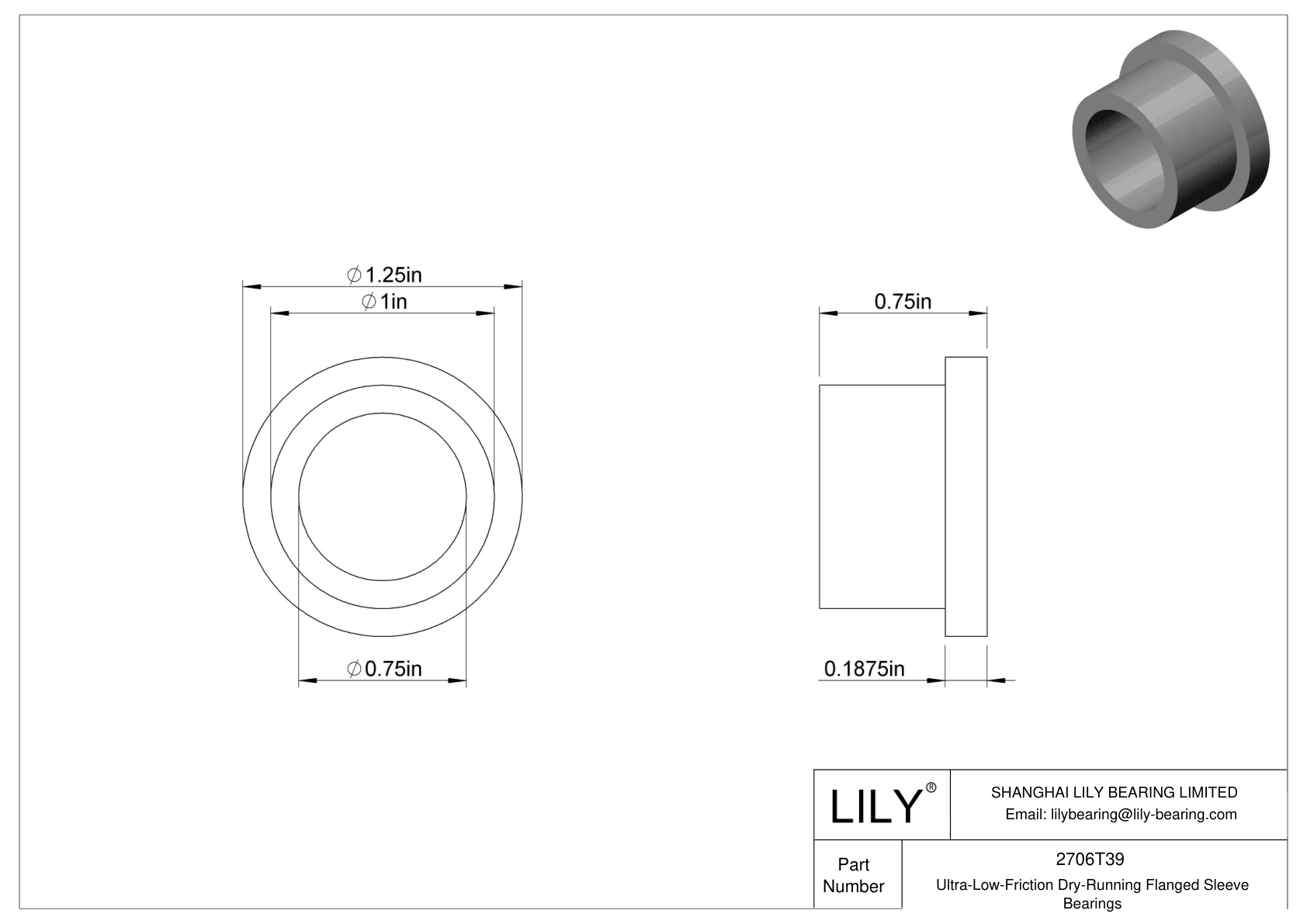 2706T39 | Ultra-Low-Friction Dry-Running Flanged Sleeve Bearings | LILY ...