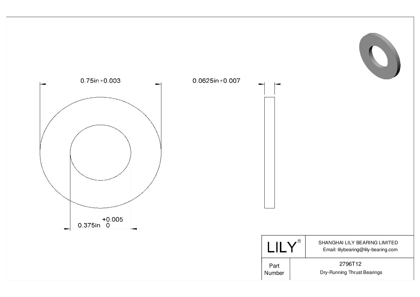 CHJGTBC Ultra-Low-Friction Dry-Running Thrust Bearings cad drawing