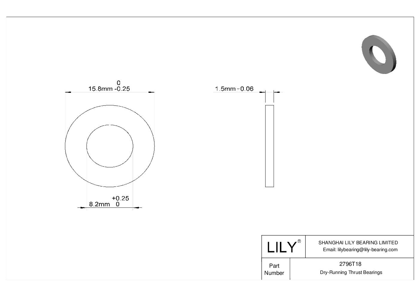 CHJGTBI Ultra-Low-Friction Dry-Running Thrust Bearings cad drawing