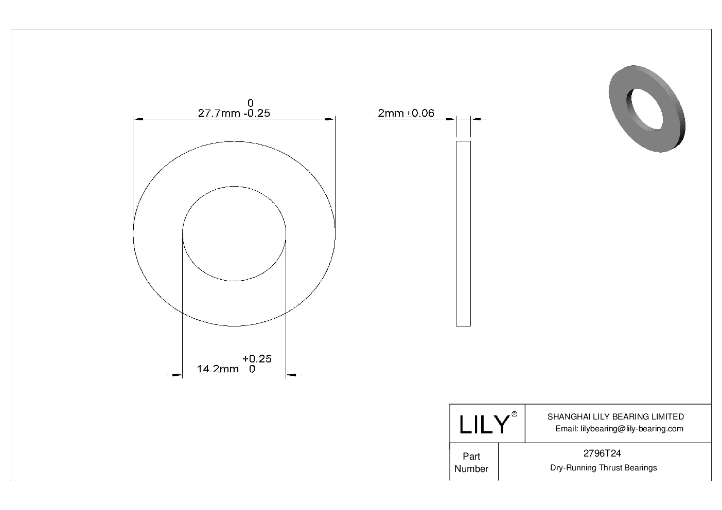 CHJGTCE Ultra-Low-Friction Dry-Running Thrust Bearings cad drawing