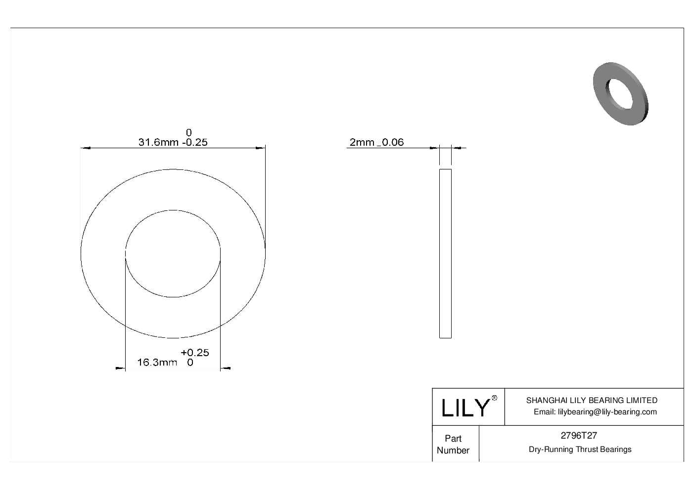 CHJGTCH Ultra-Low-Friction Dry-Running Thrust Bearings cad drawing