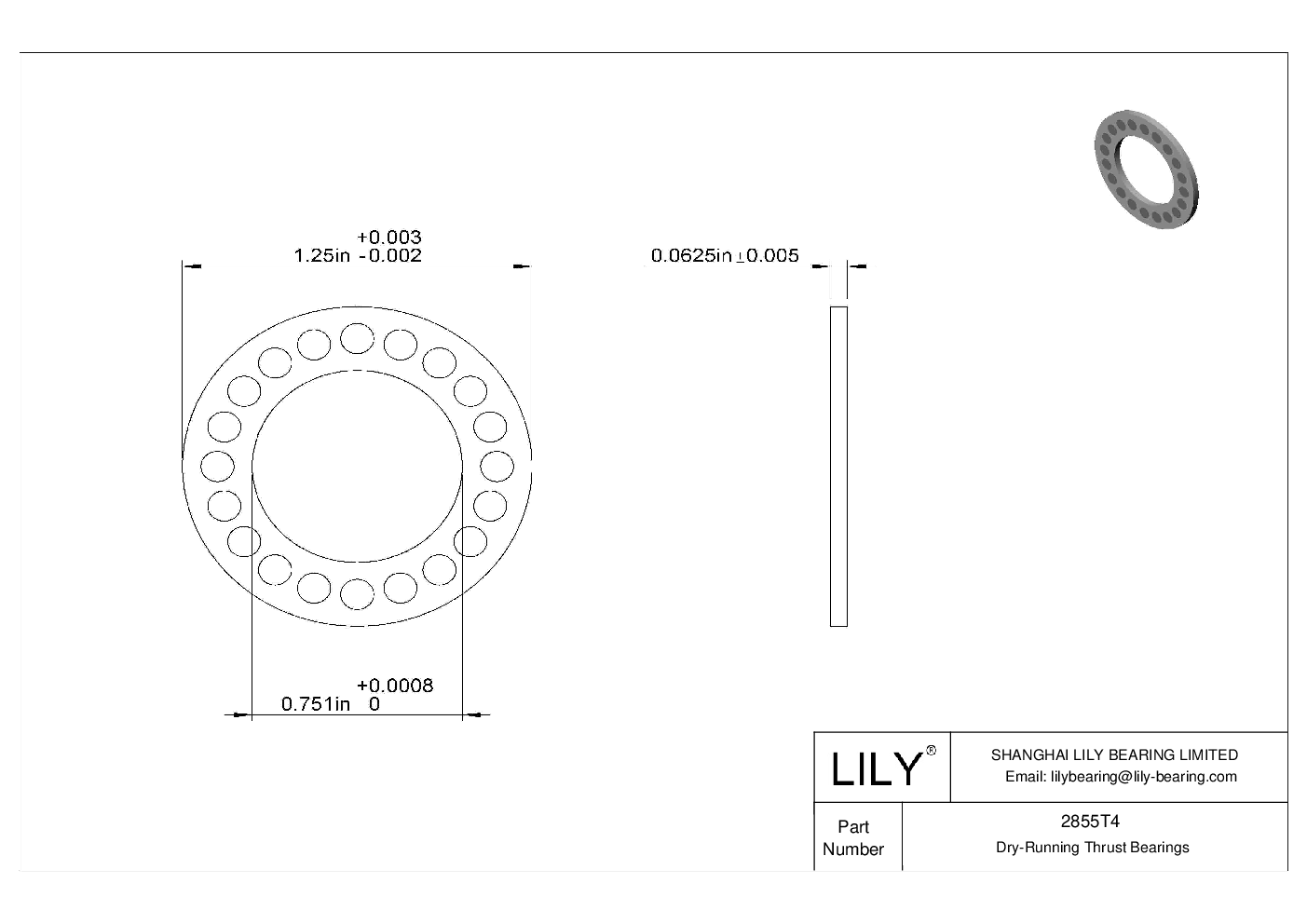 CIFFTE High-Temperature Dry-Running Thrust Bearings cad drawing