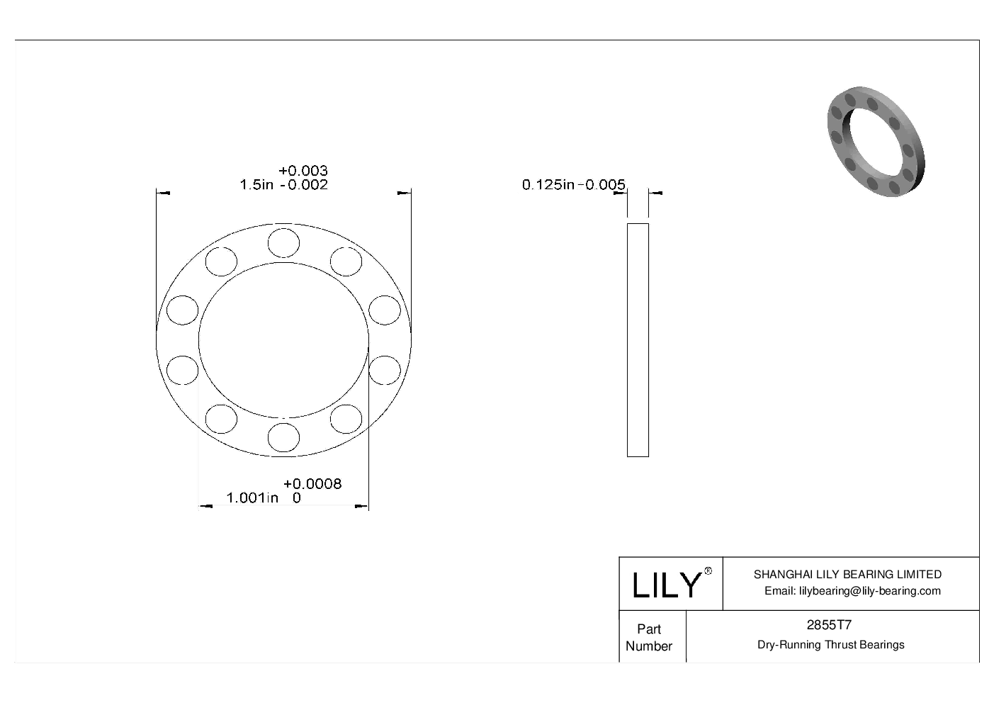 CIFFTH High-Temperature Dry-Running Thrust Bearings cad drawing