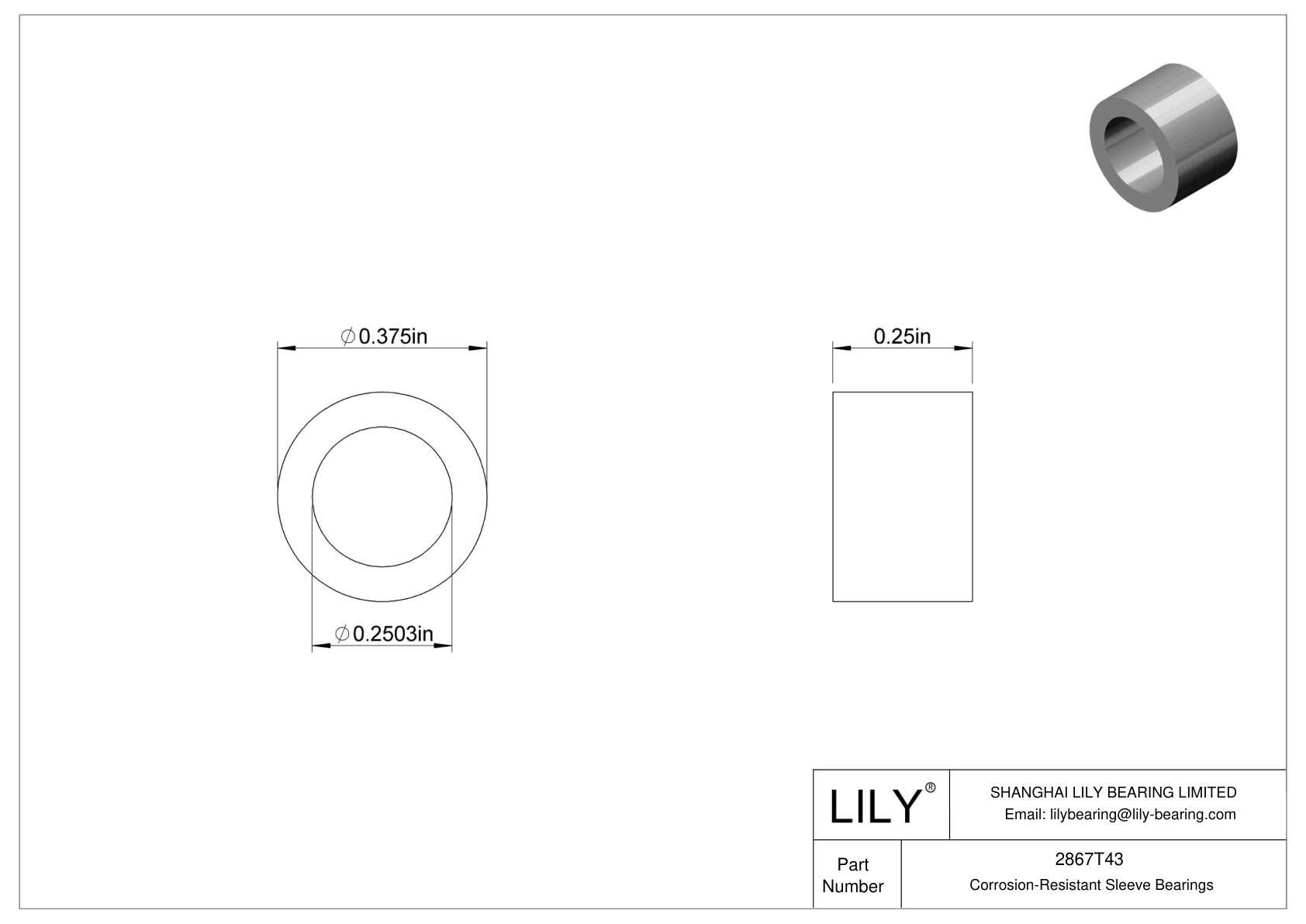 CIGHTED Corrosion-Resistant Sleeve Bearings cad drawing