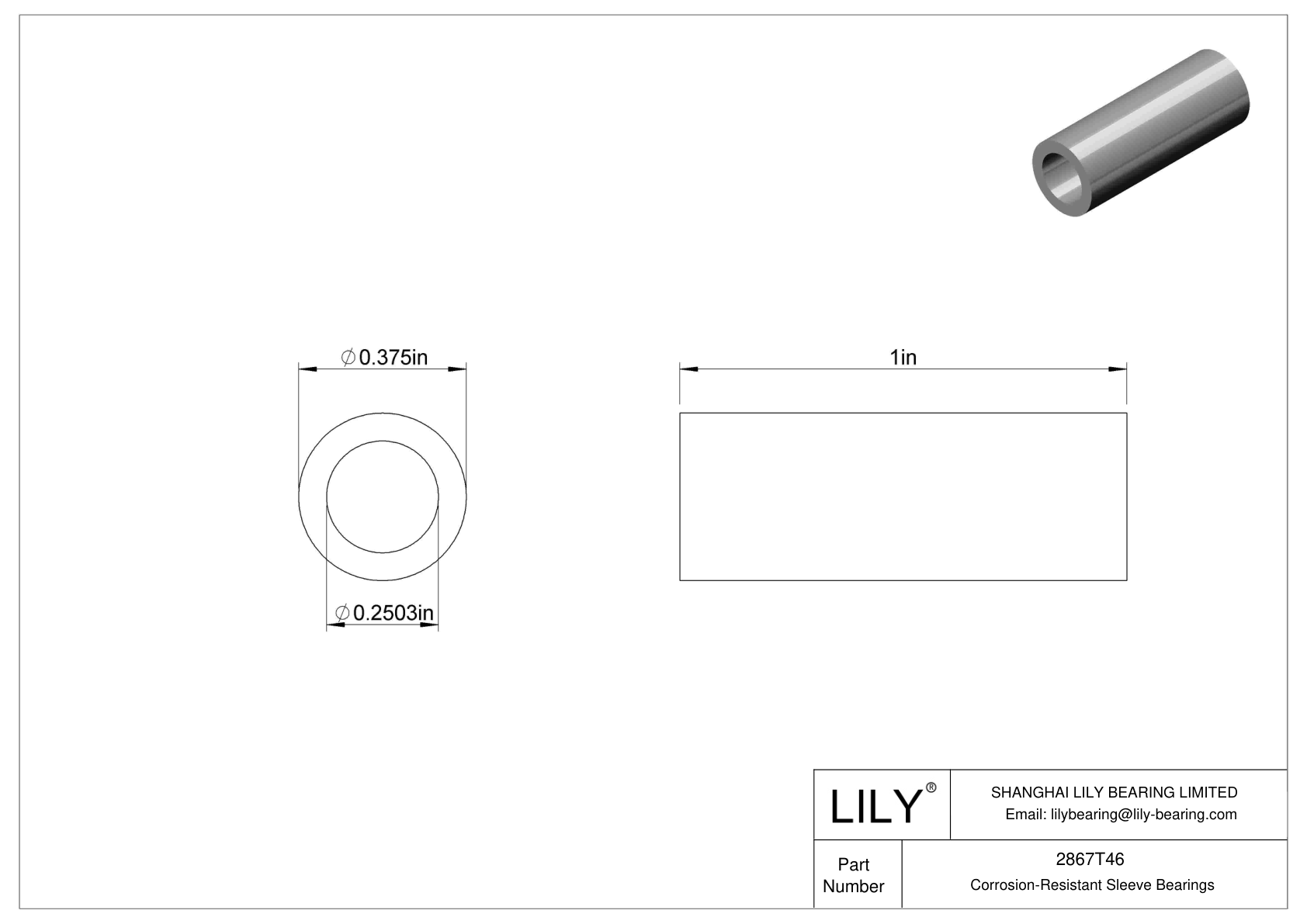 CIGHTEG Corrosion-Resistant Sleeve Bearings cad drawing