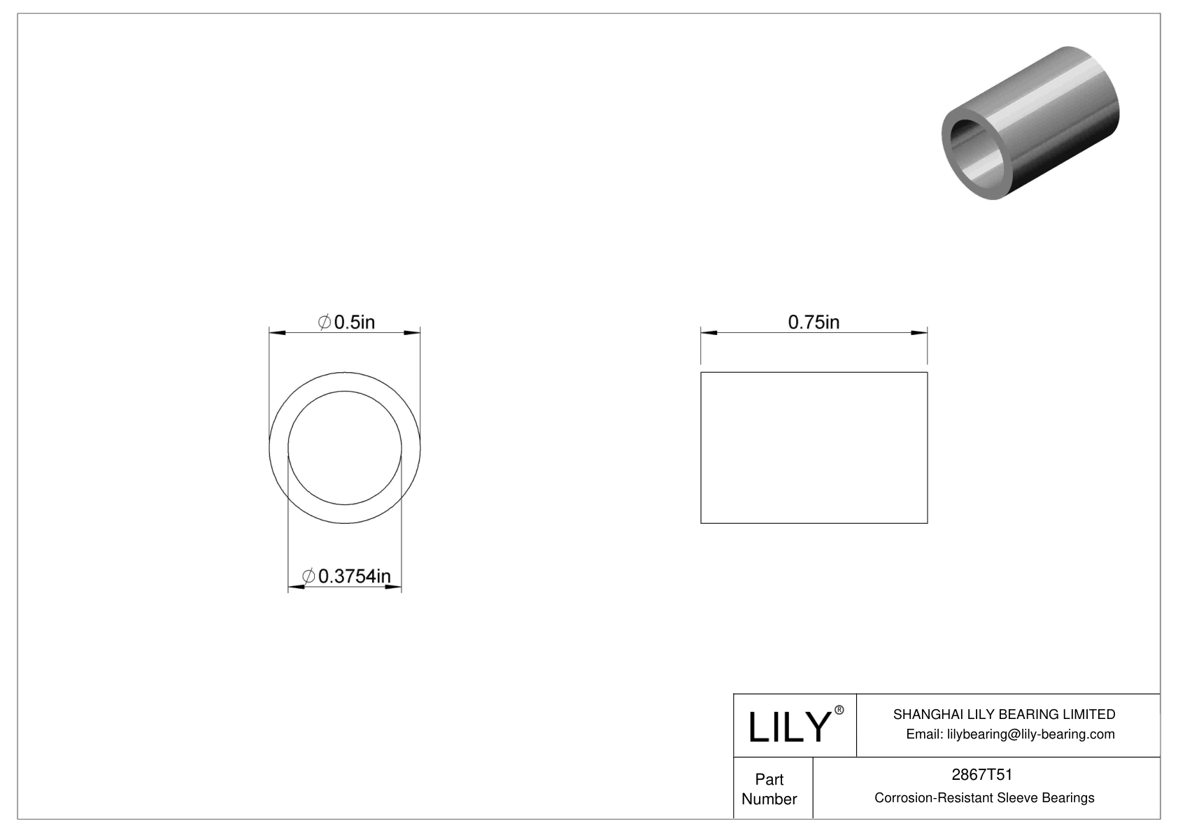 CIGHTFB Corrosion-Resistant Sleeve Bearings cad drawing